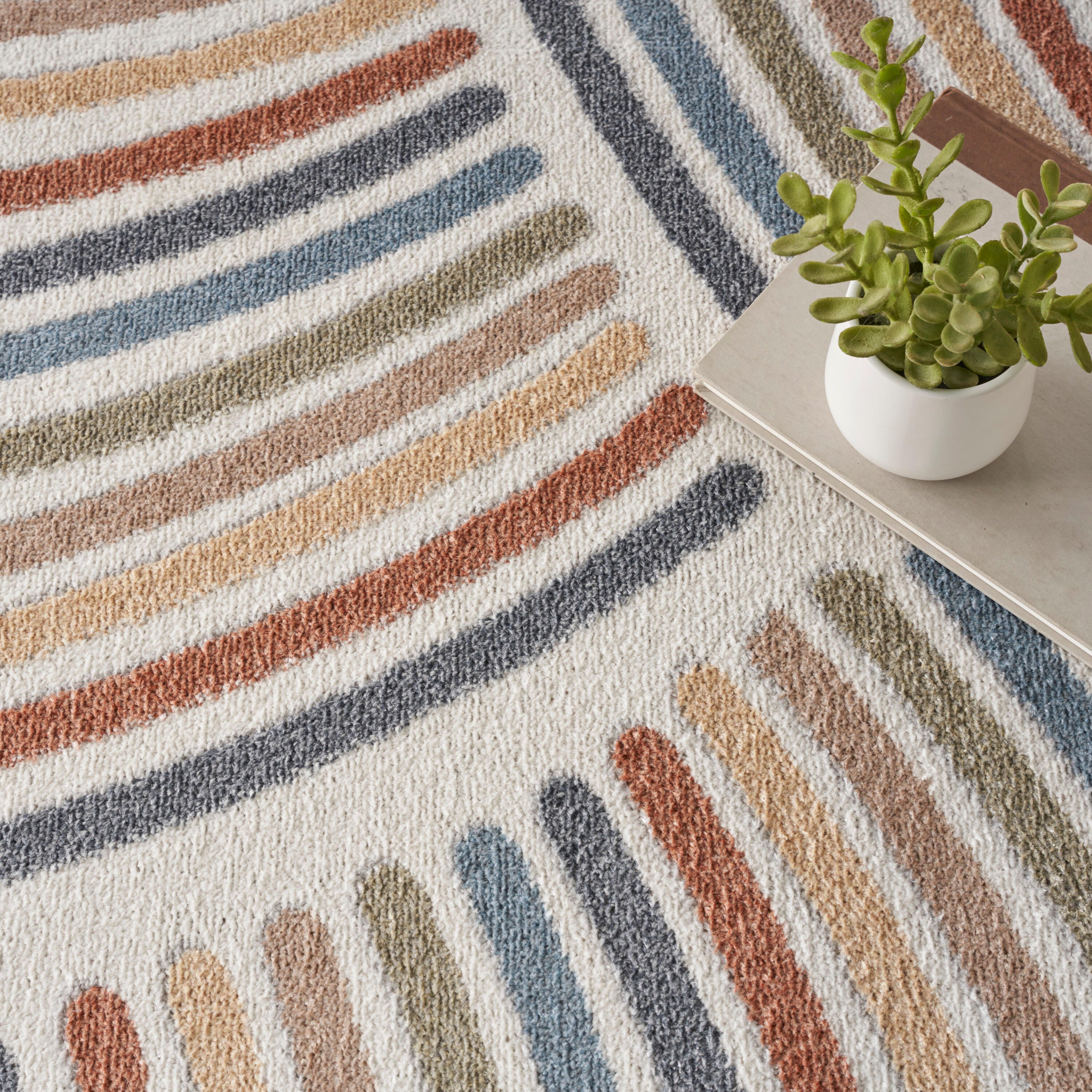 Nourison Home Astra Abstract 5'3" Round Area Rug, Ivory/Multi, large