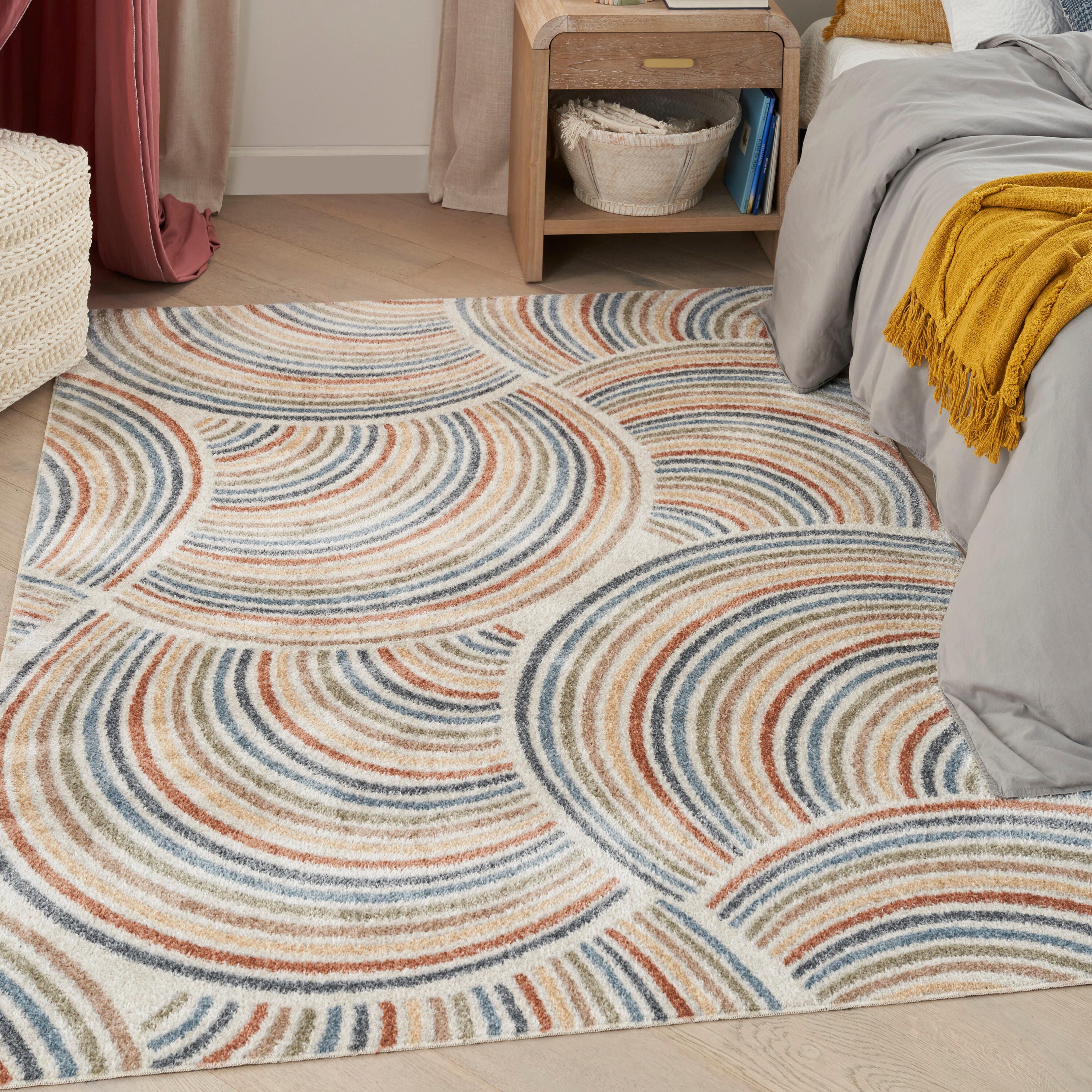 Nourison Home Astra Abstract 5'3" x 7' Area Rug, Ivory/Multi, rollover