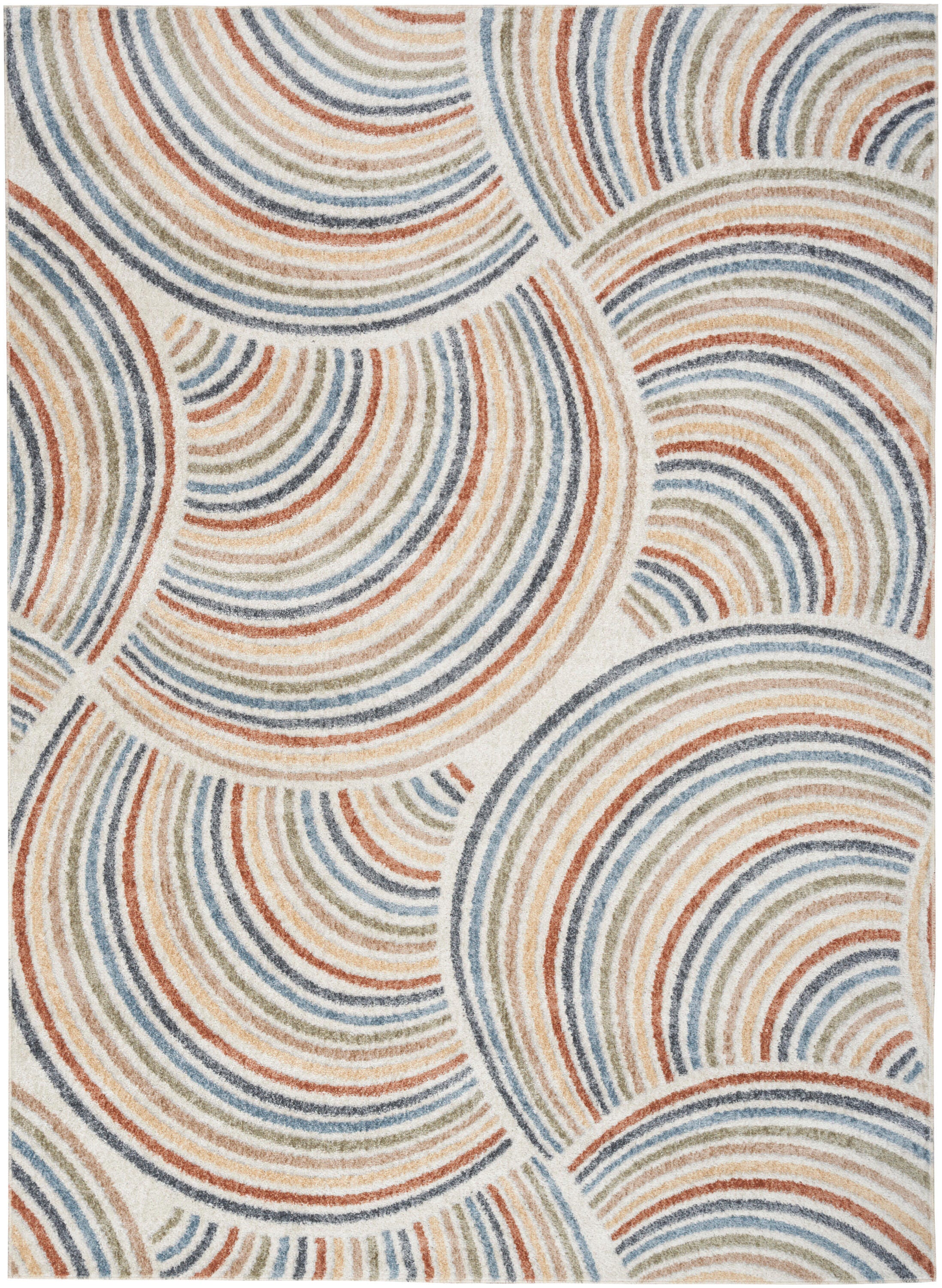 Nourison Home Astra Abstract 5'3" x 7' Area Rug, Ivory/Multi, large