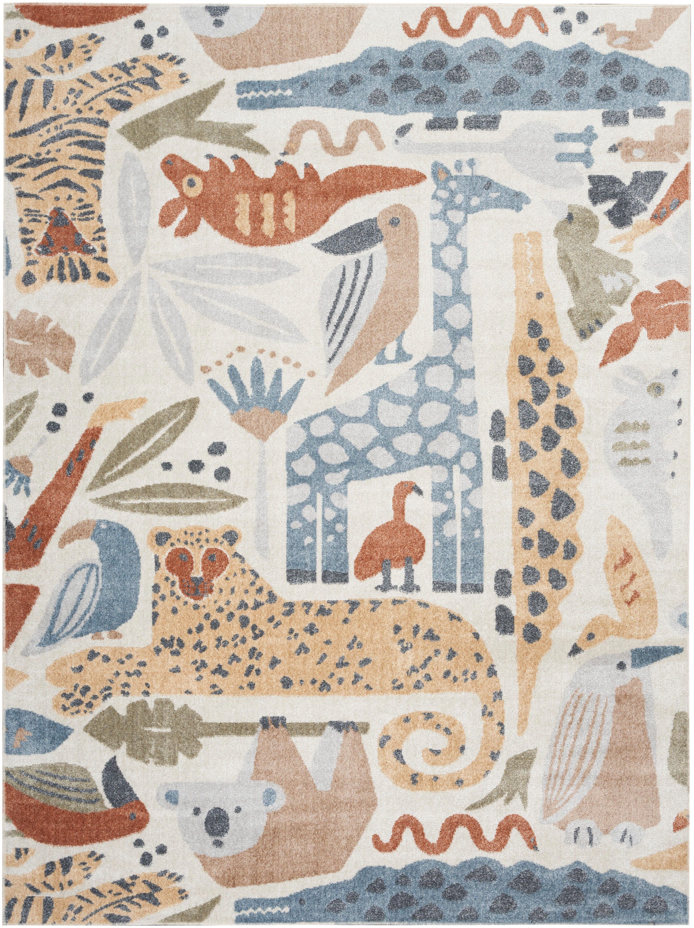 Nourison Home Astra Animal Print 5'3" x 7' Area Rug, Ivory/Cream, large