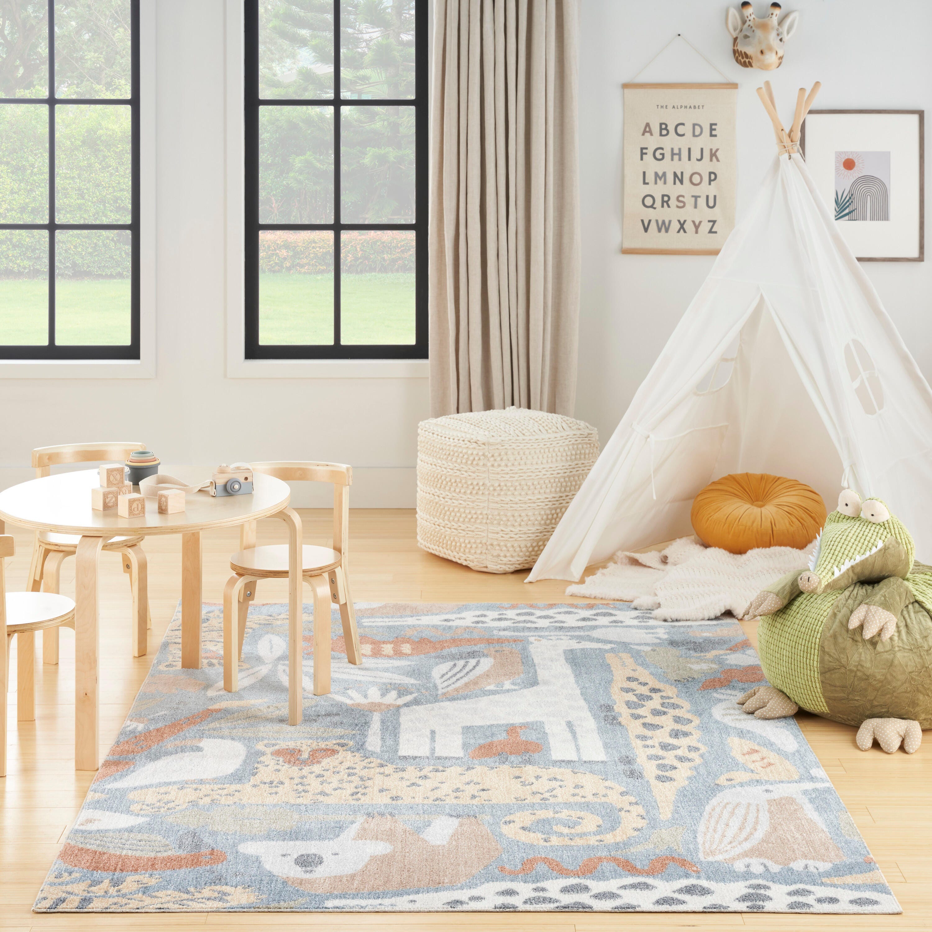 Nourison Home Astra Animal Print 5'3" x 7' Area Rug, Multi, large