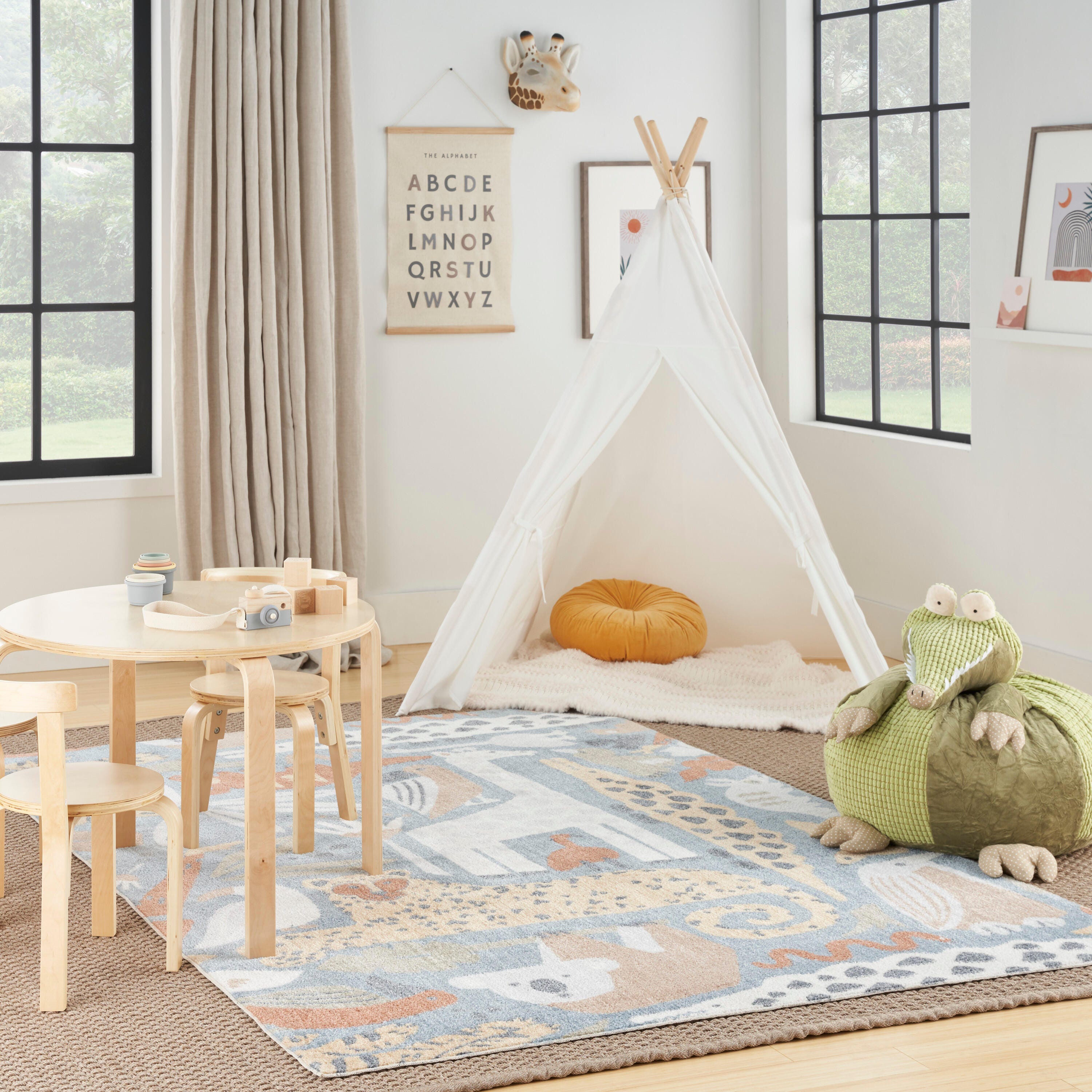 Nourison Home Astra Animal Print 5'3" x 7' Area Rug, Multi, large