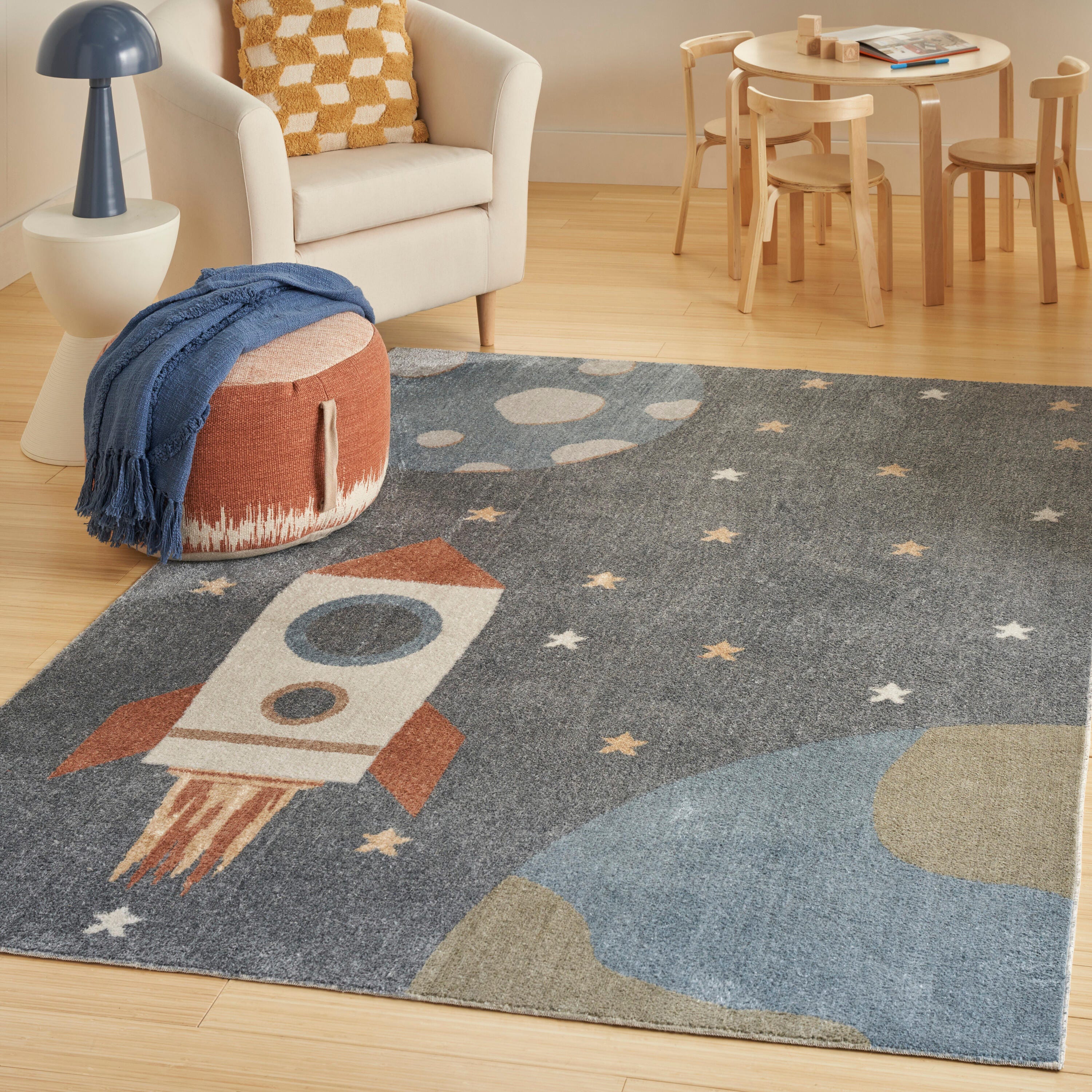 Nourison Home Astra Geometric 5'3" x 7' Area Rug, Sky Blue, rollover