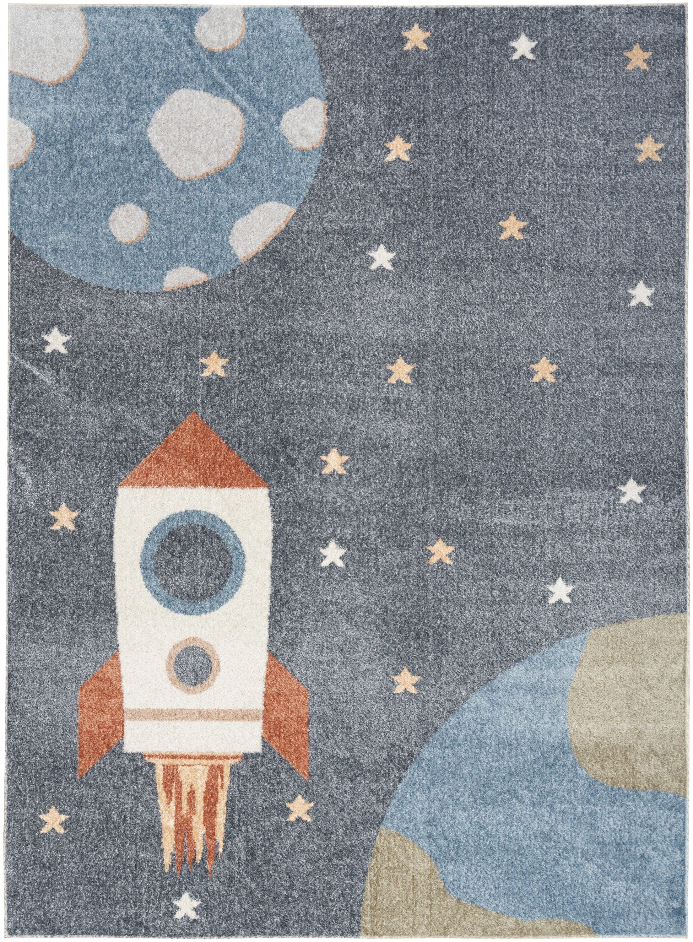 Nourison Home Astra Geometric 5'3" x 7' Area Rug, Sky Blue, large