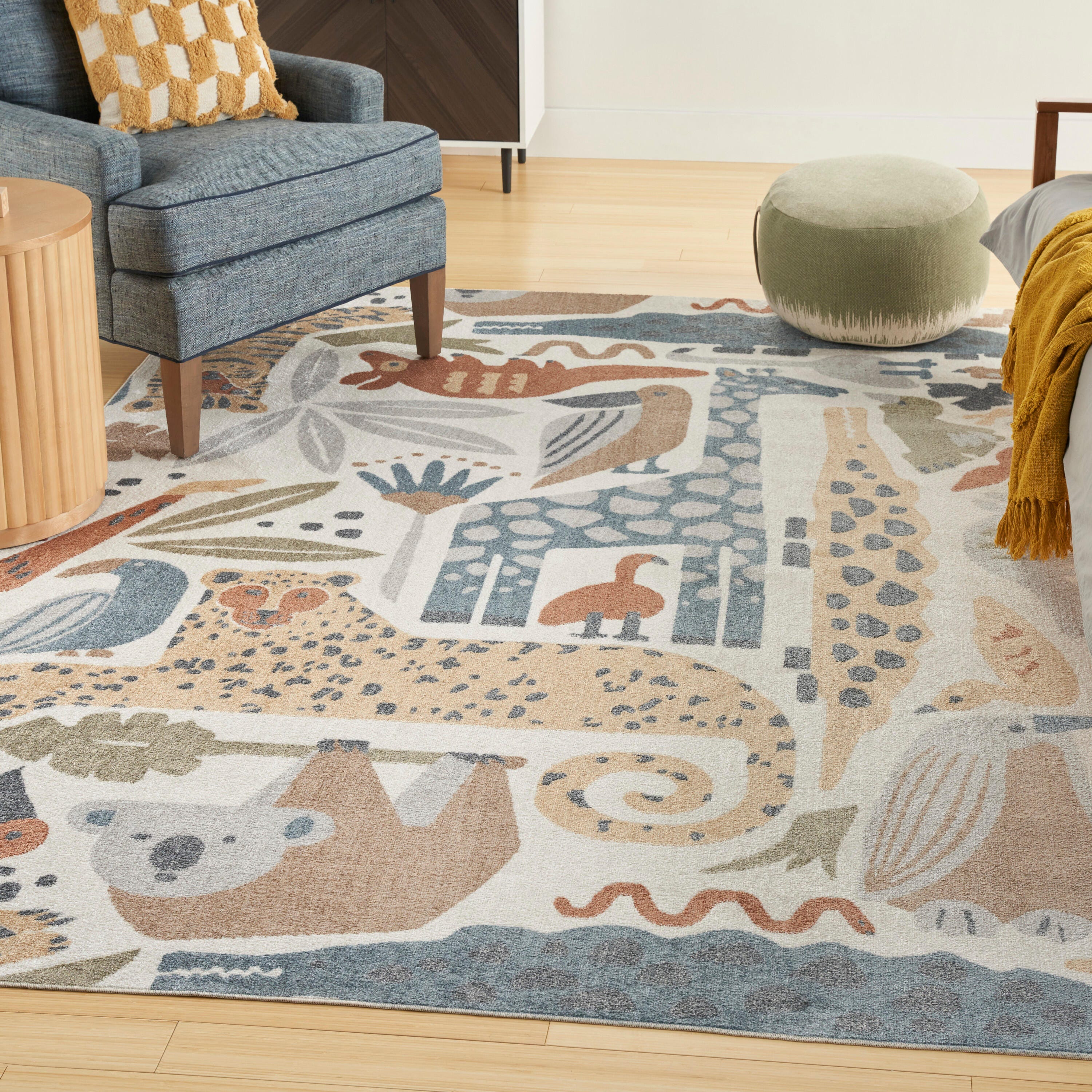 Nourison Home Astra Animal Print 6'7" x 9' Area Rug, Ivory/Cream, rollover