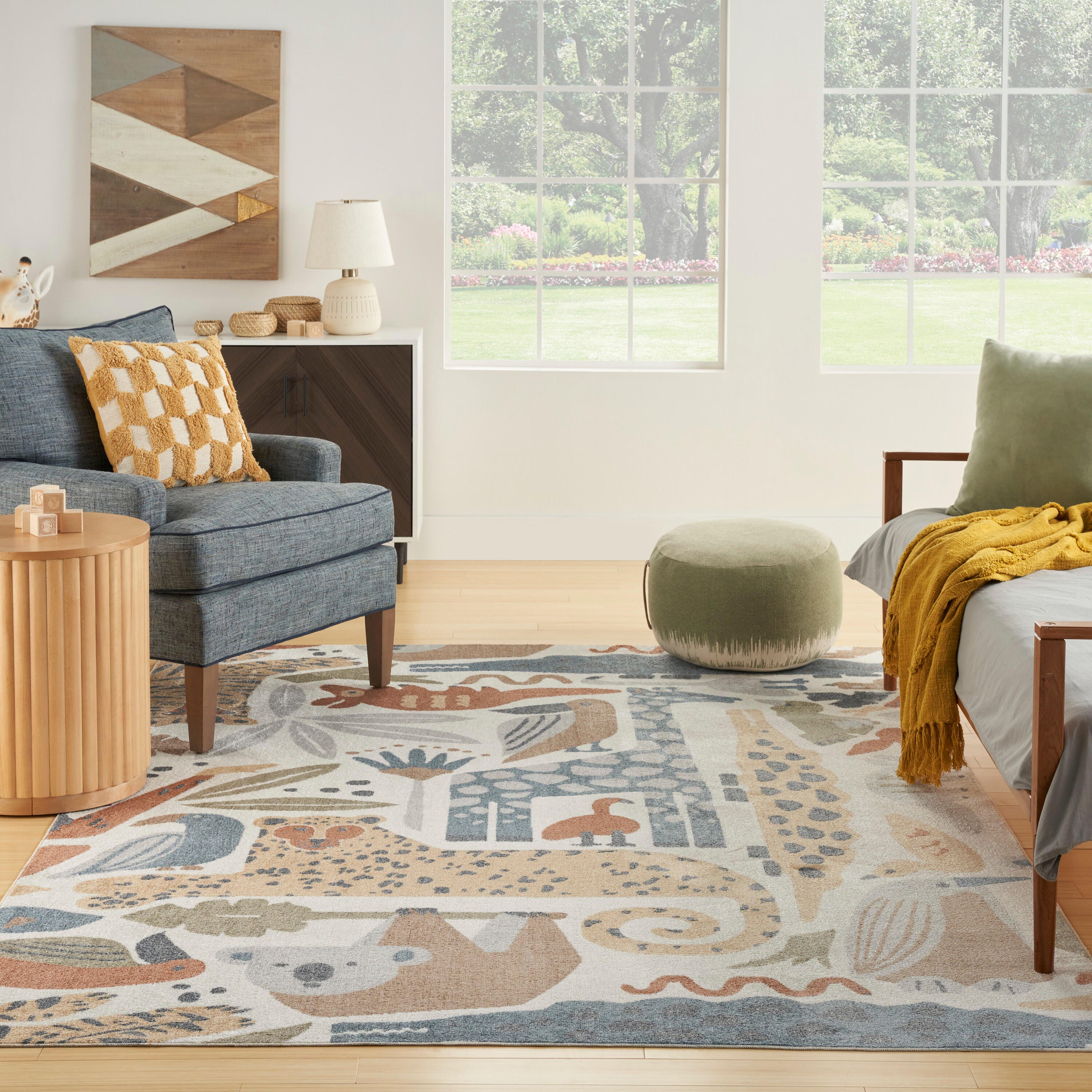 Nourison Home Astra Animal Print 6'7" x 9' Area Rug, Ivory/Cream, large