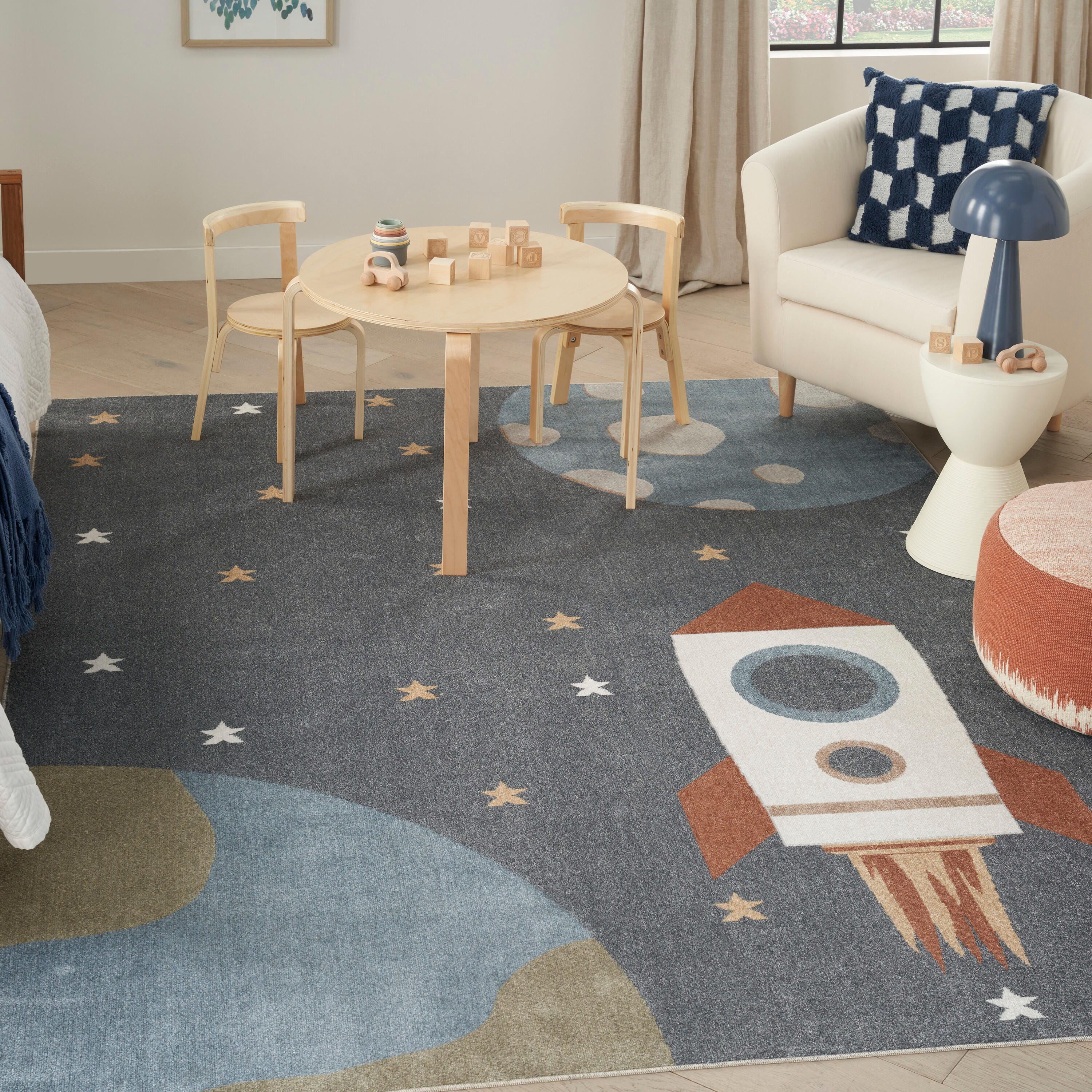 Nourison Home Astra Geometric 6'7" x 9' Area Rug, Sky Blue, rollover