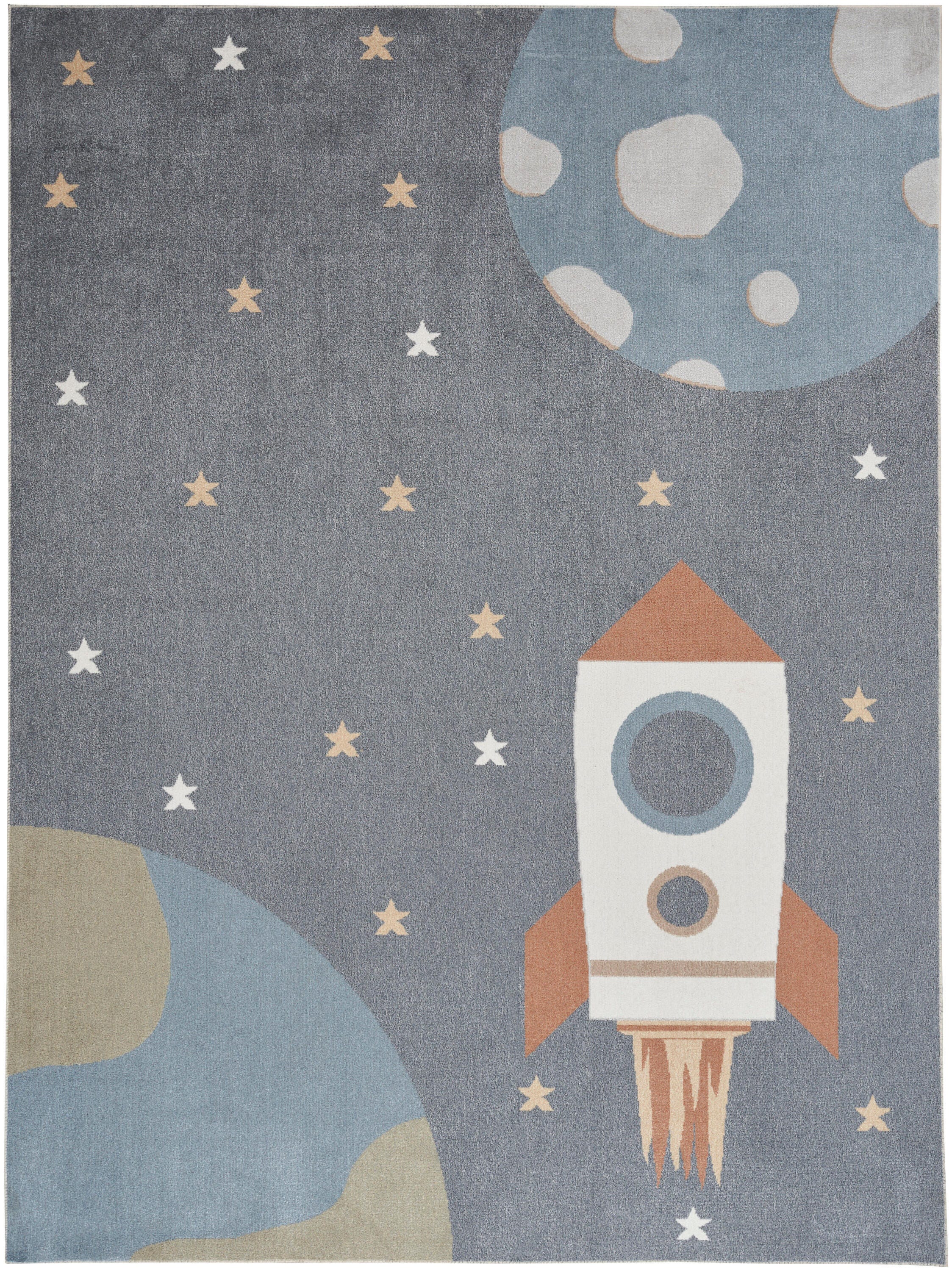 Nourison Home Astra Geometric 6'7" x 9' Area Rug, Sky Blue, large
