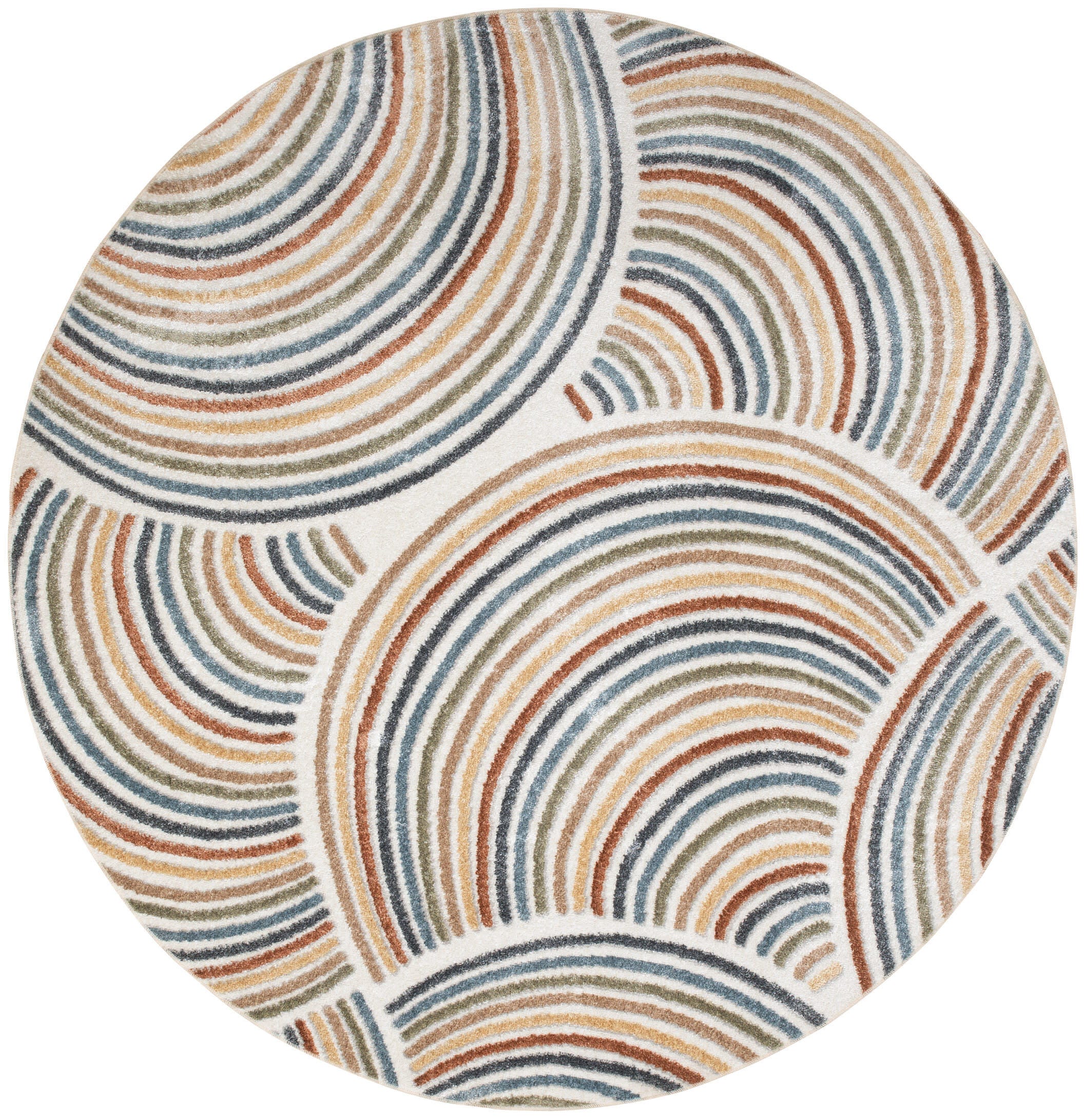 Nourison Home Astra Abstract 7'10" Round Area Rug, Ivory/Multi, large