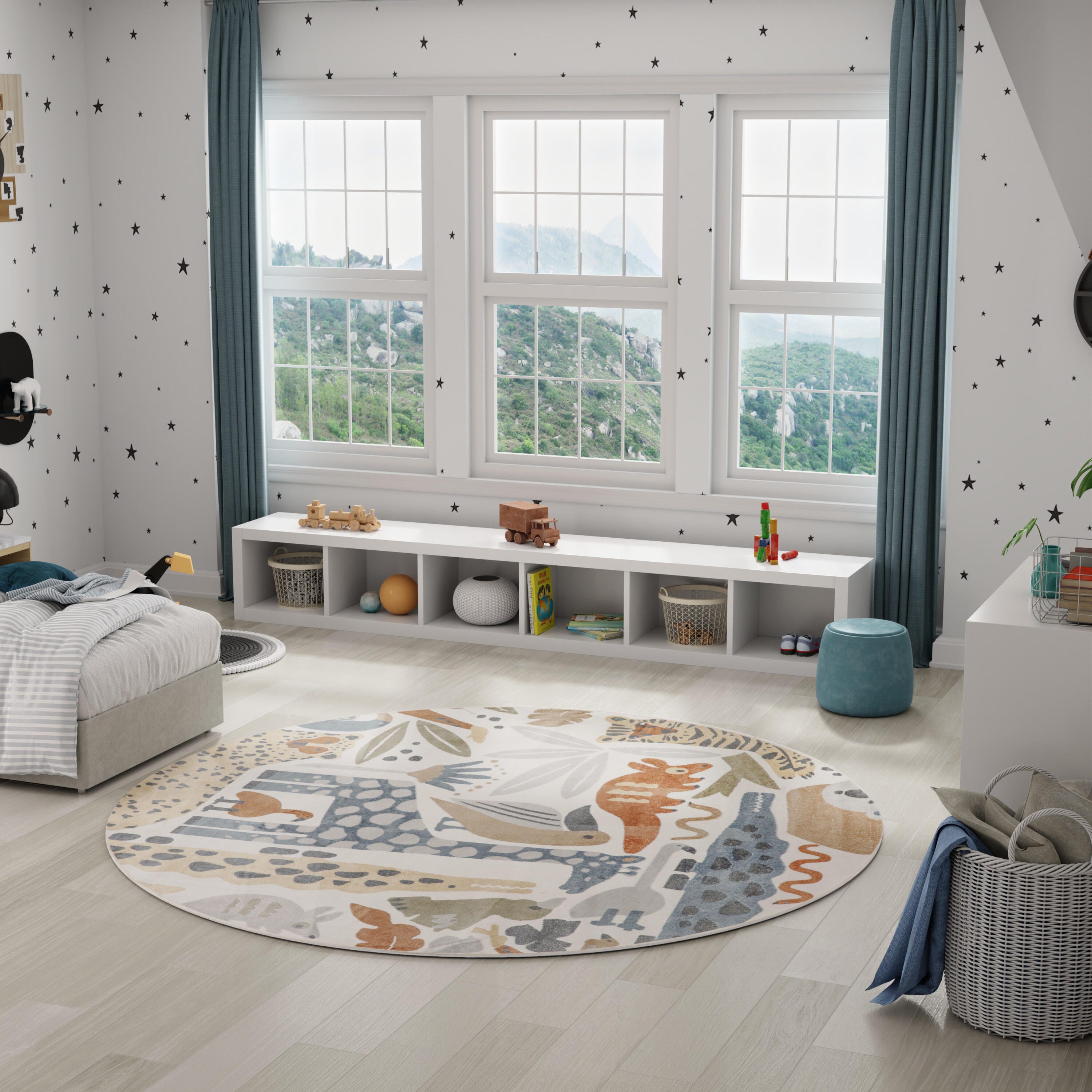 Nourison Home Astra Animal Print 7'10" Round Area Rug, Ivory/Cream, rollover
