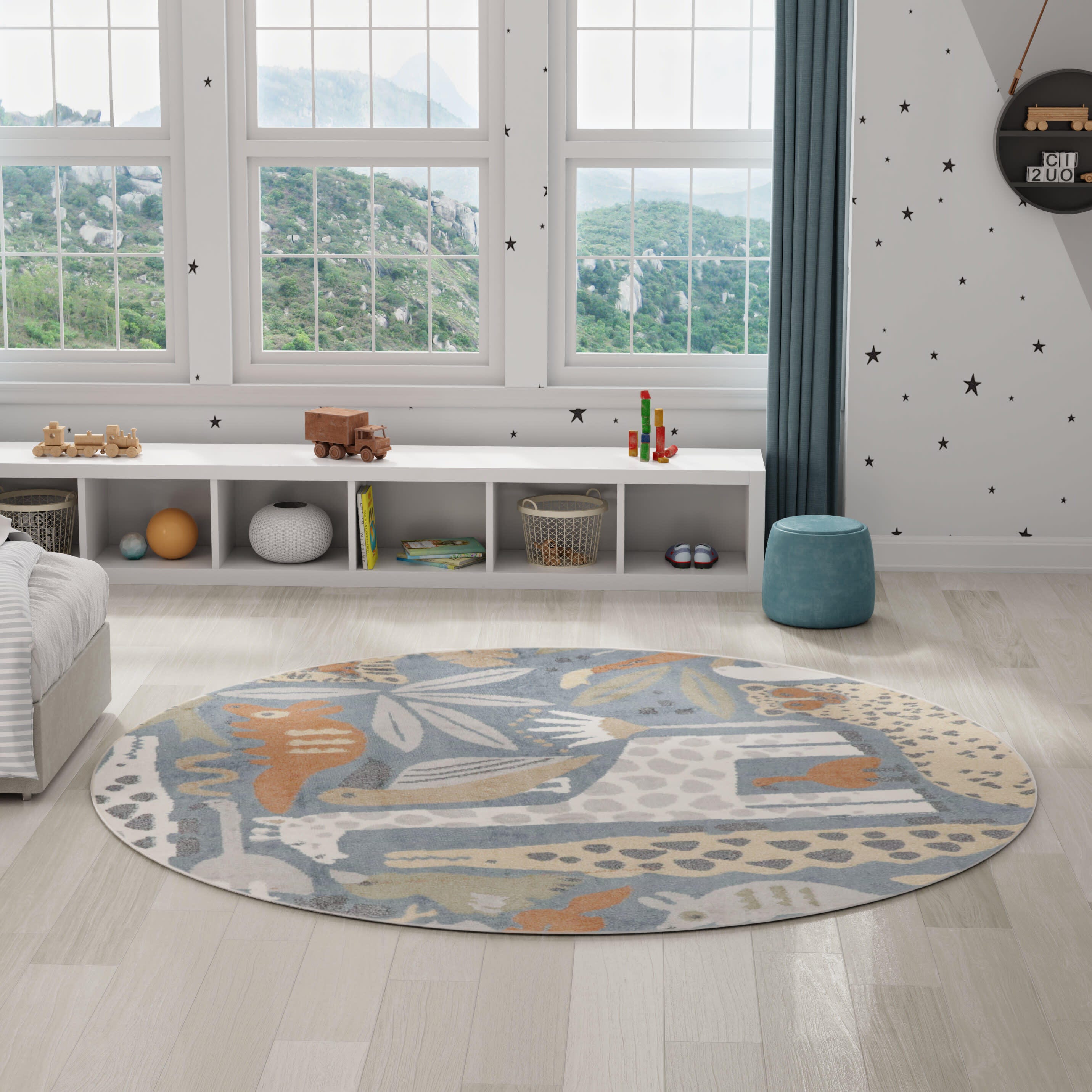 Nourison Home Astra Animal Print 7'10" Round Area Rug, Multi, large
