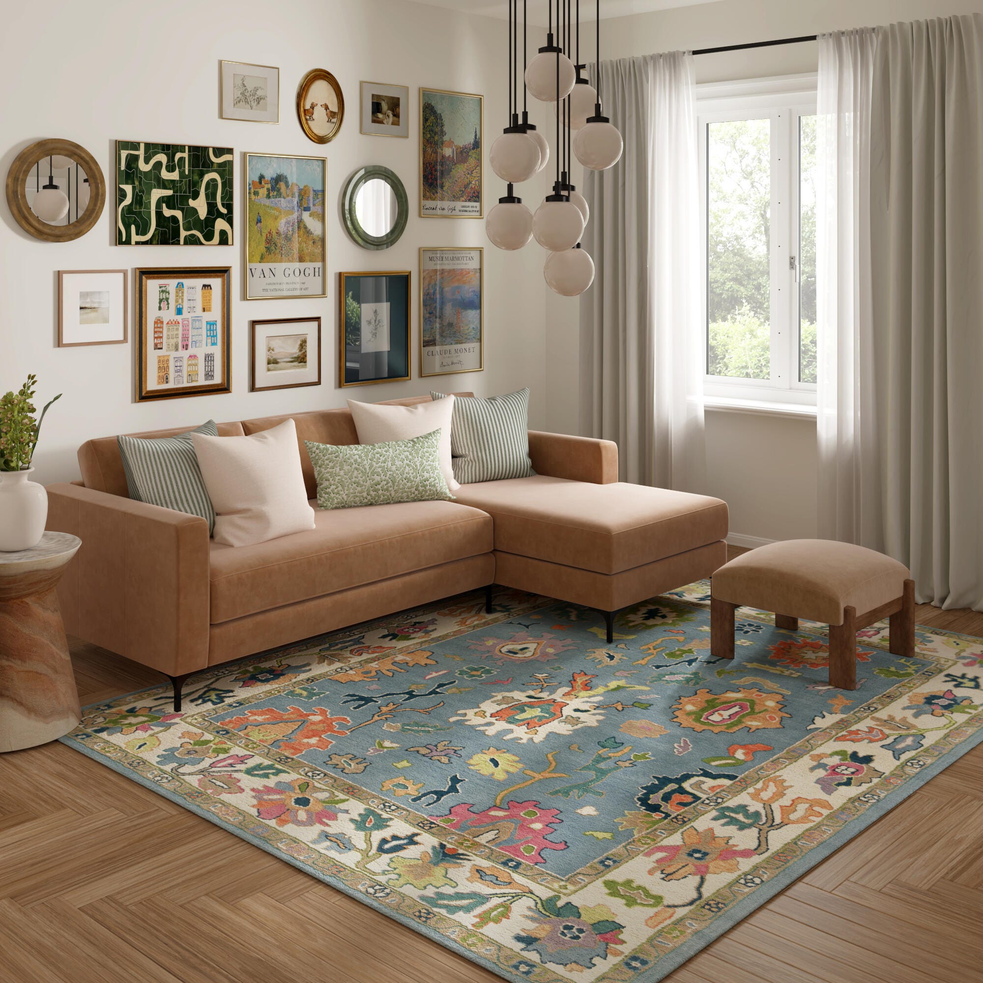 Suvii Home Elara Artistic 9' x 12' Area Rug, Blue/Ivory, rollover