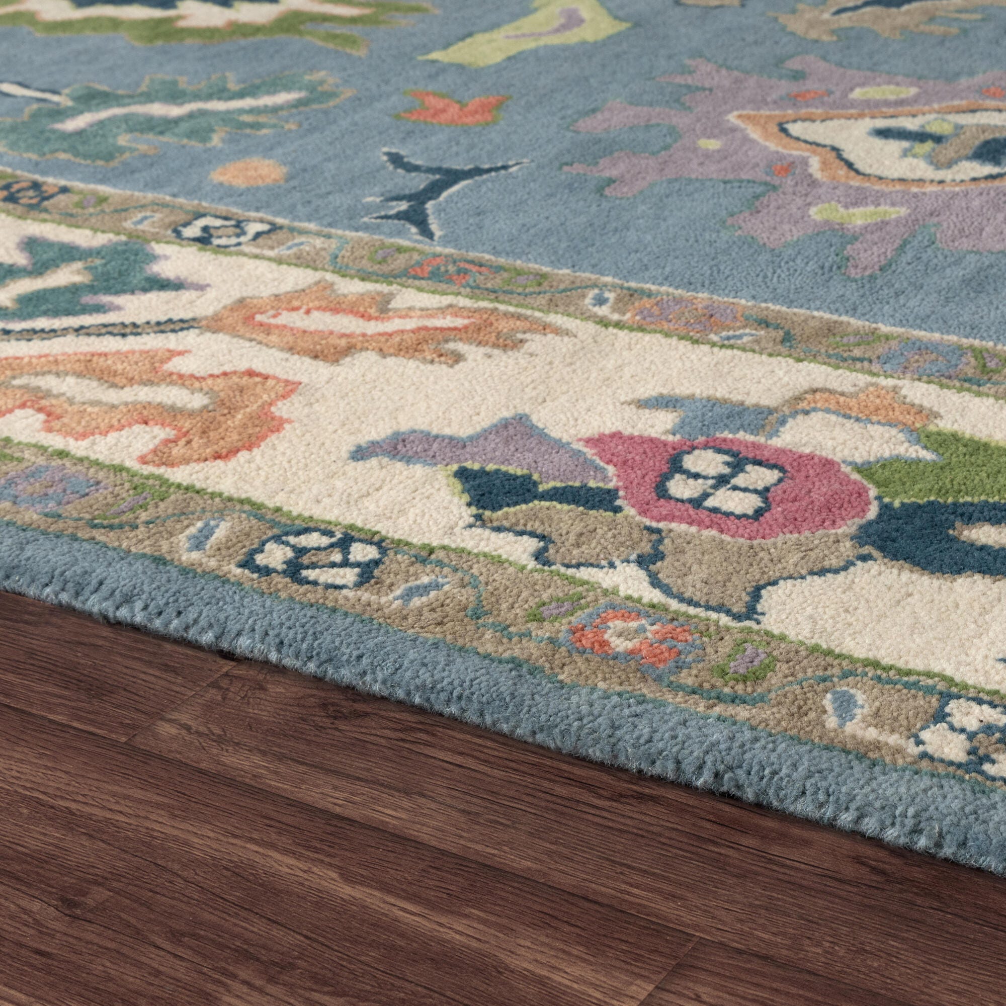 Suvii Home Elara Artistic 9' x 12' Area Rug, Blue/Ivory, large