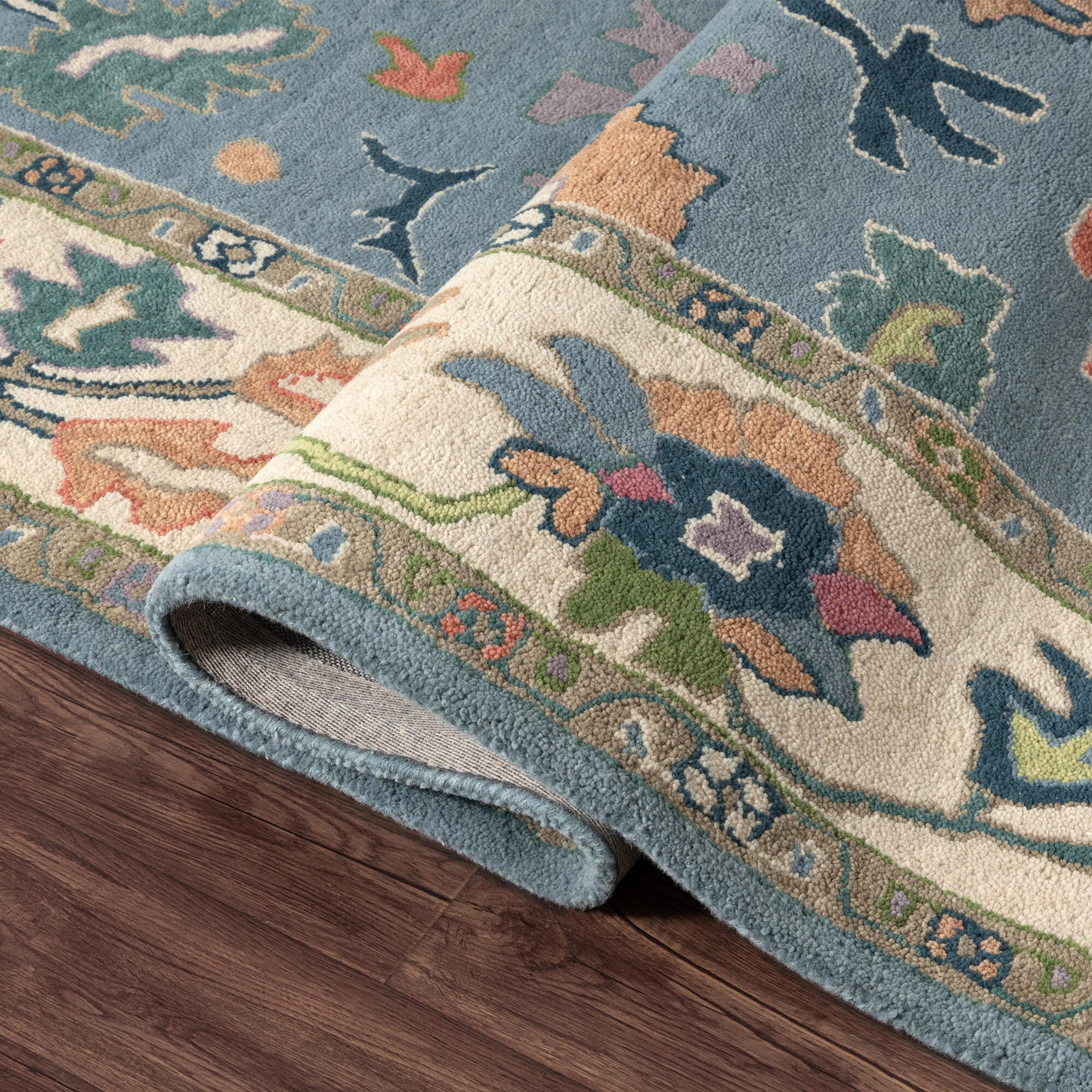 Suvii Home Elara Artistic 9' x 12' Area Rug, Blue/Ivory, large