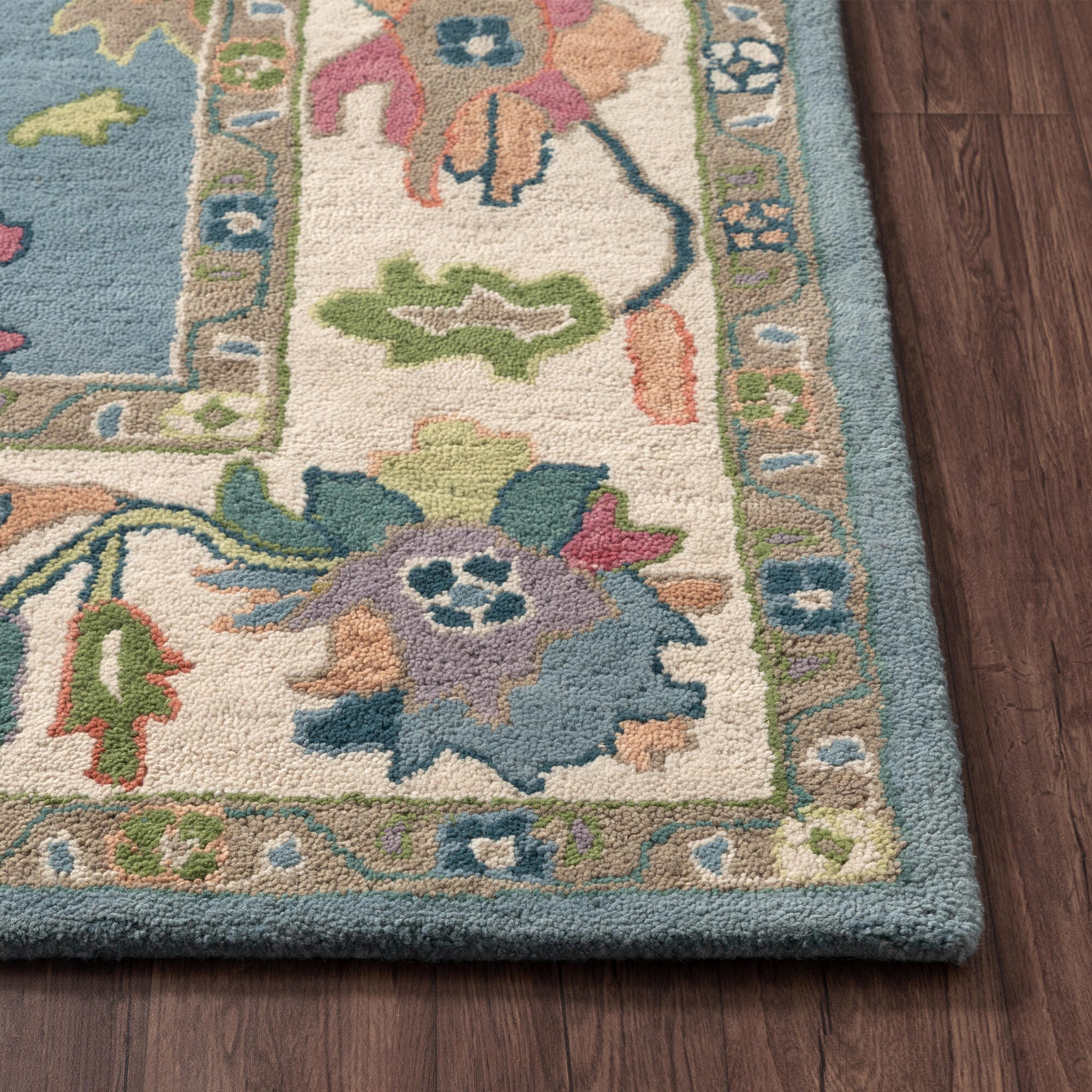 Suvii Home Elara Artistic 9' x 12' Area Rug, Blue/Ivory, large
