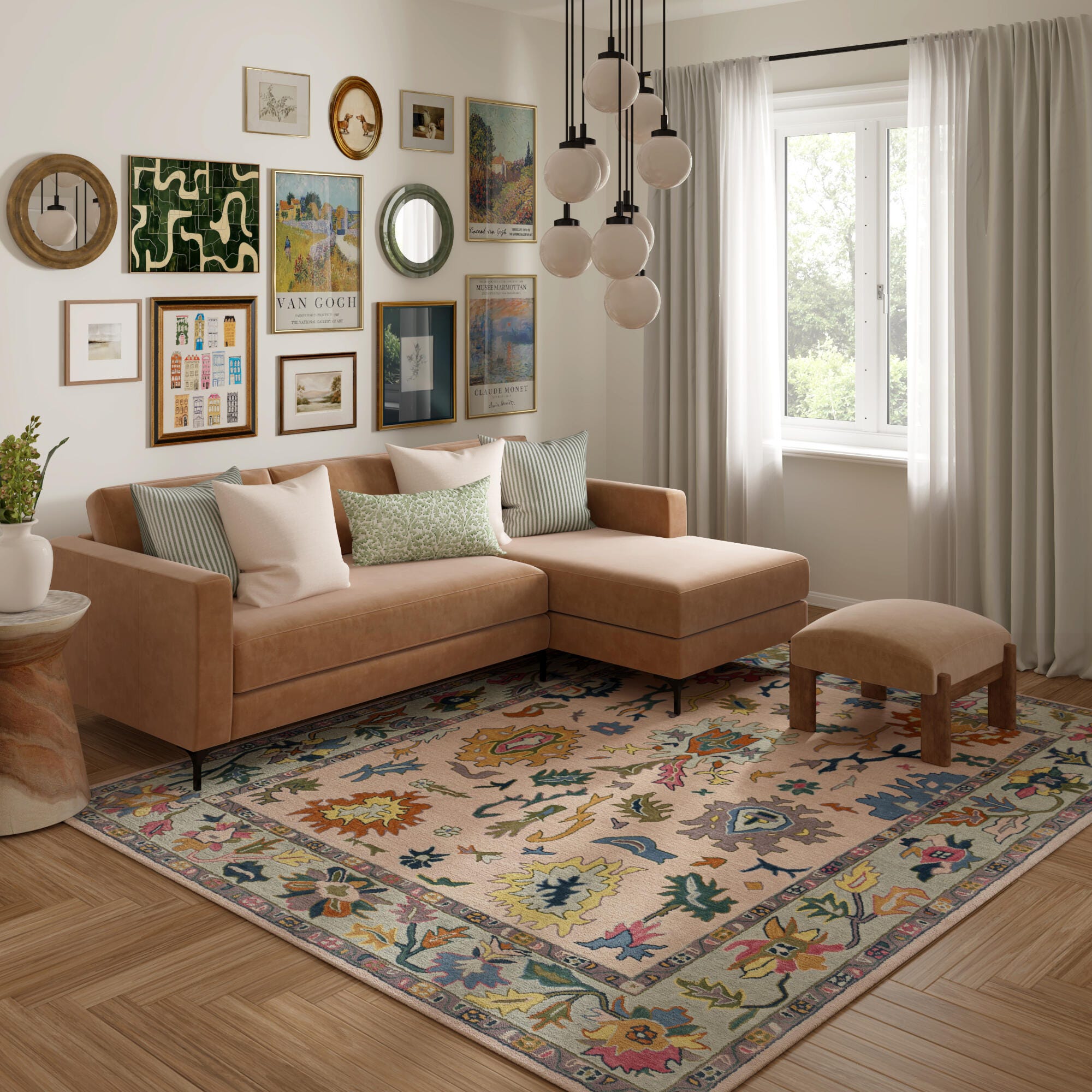 Suvii Home Elara Artistic 9' x 12' Area Rug, Pink/Multi, rollover