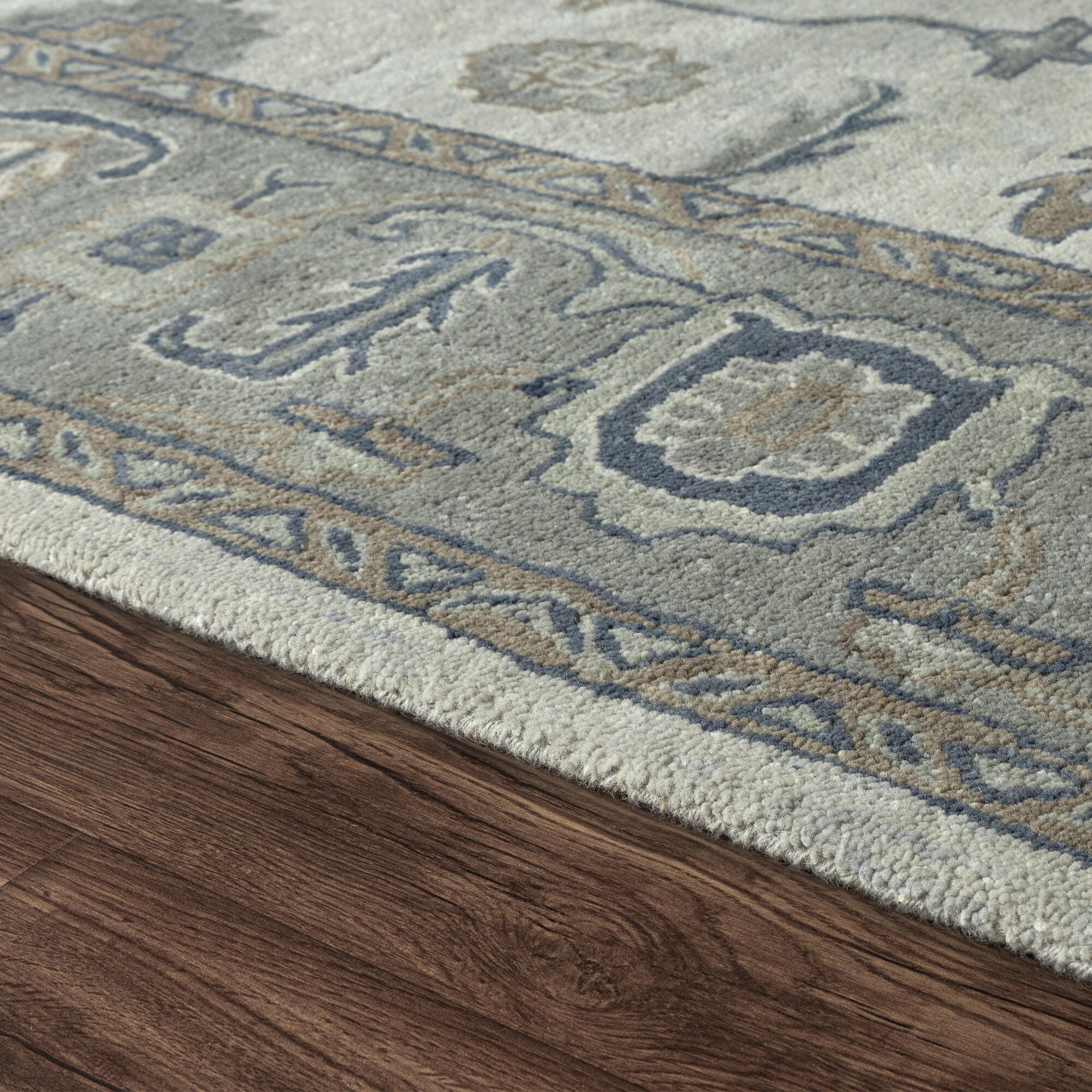 Suvii Home Elara Oushak 9' x 12' Area Rug, Blue/Gray, large