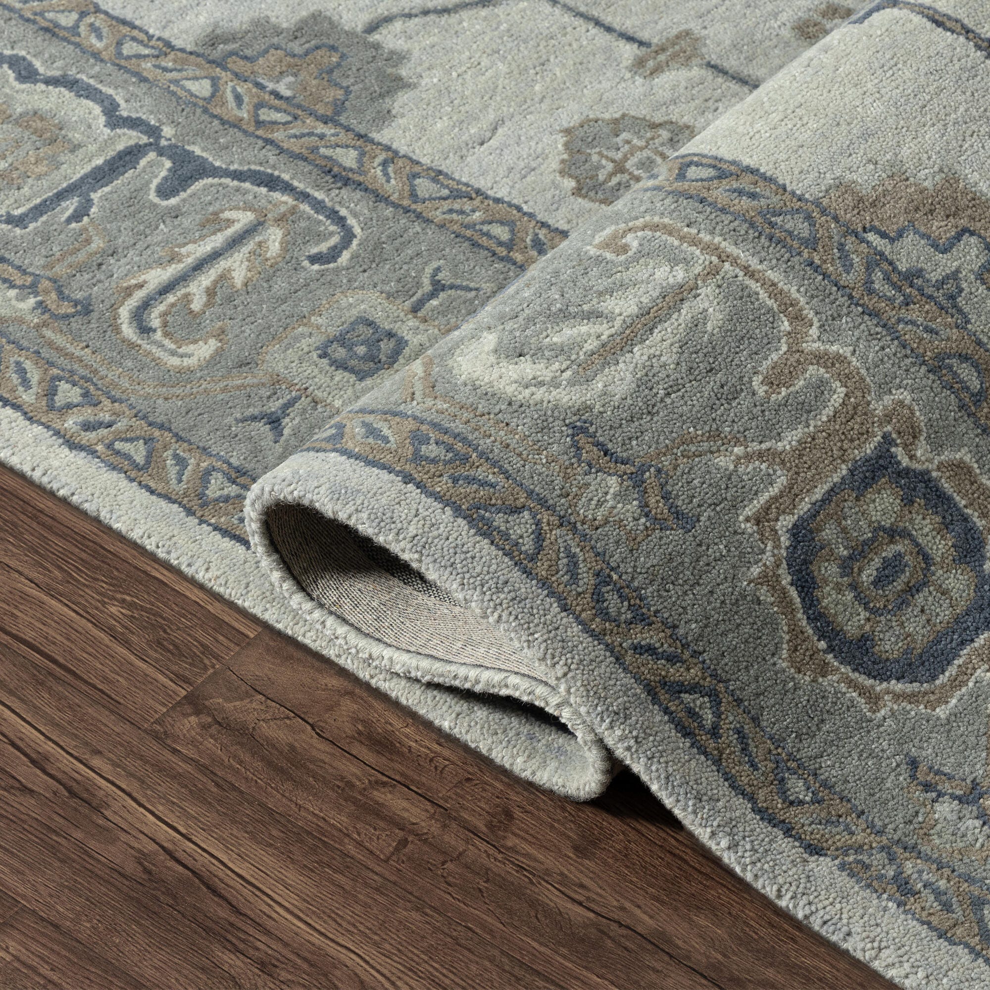 Suvii Home Elara Oushak 9' x 12' Area Rug, Blue/Gray, large