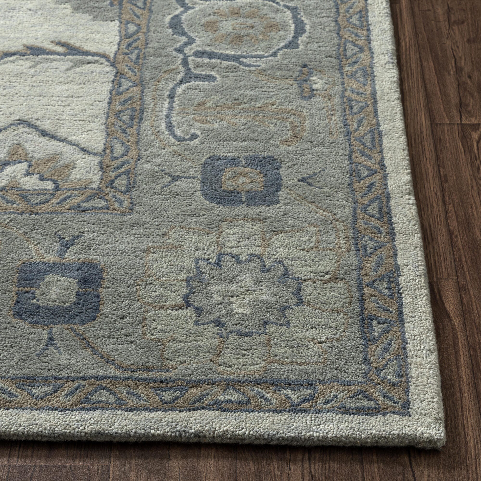 Suvii Home Elara Oushak 9' x 12' Area Rug, Blue/Gray, large