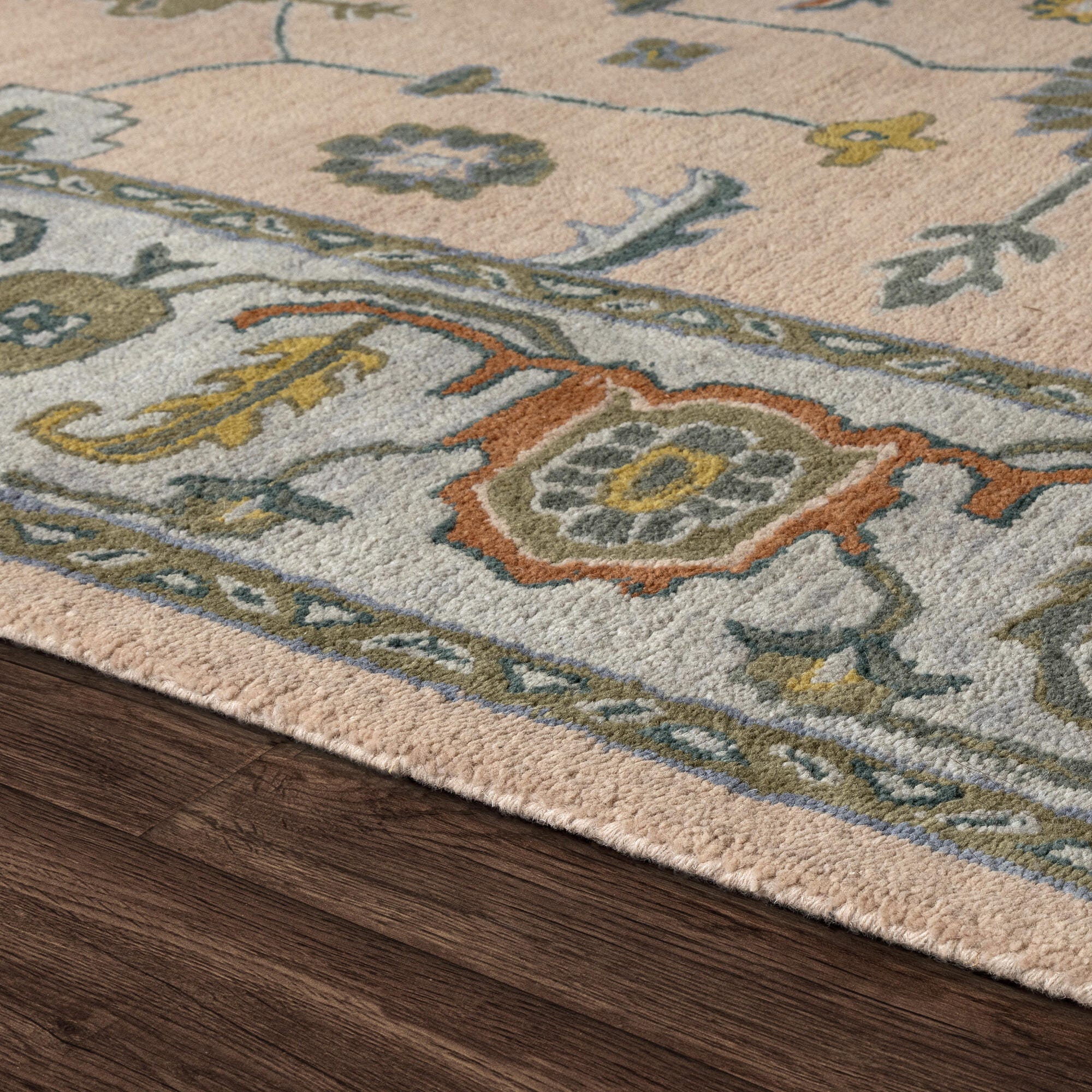 Suvii Home Elara Oushak 9' x 12' Area Rug, Pink/Multi, large