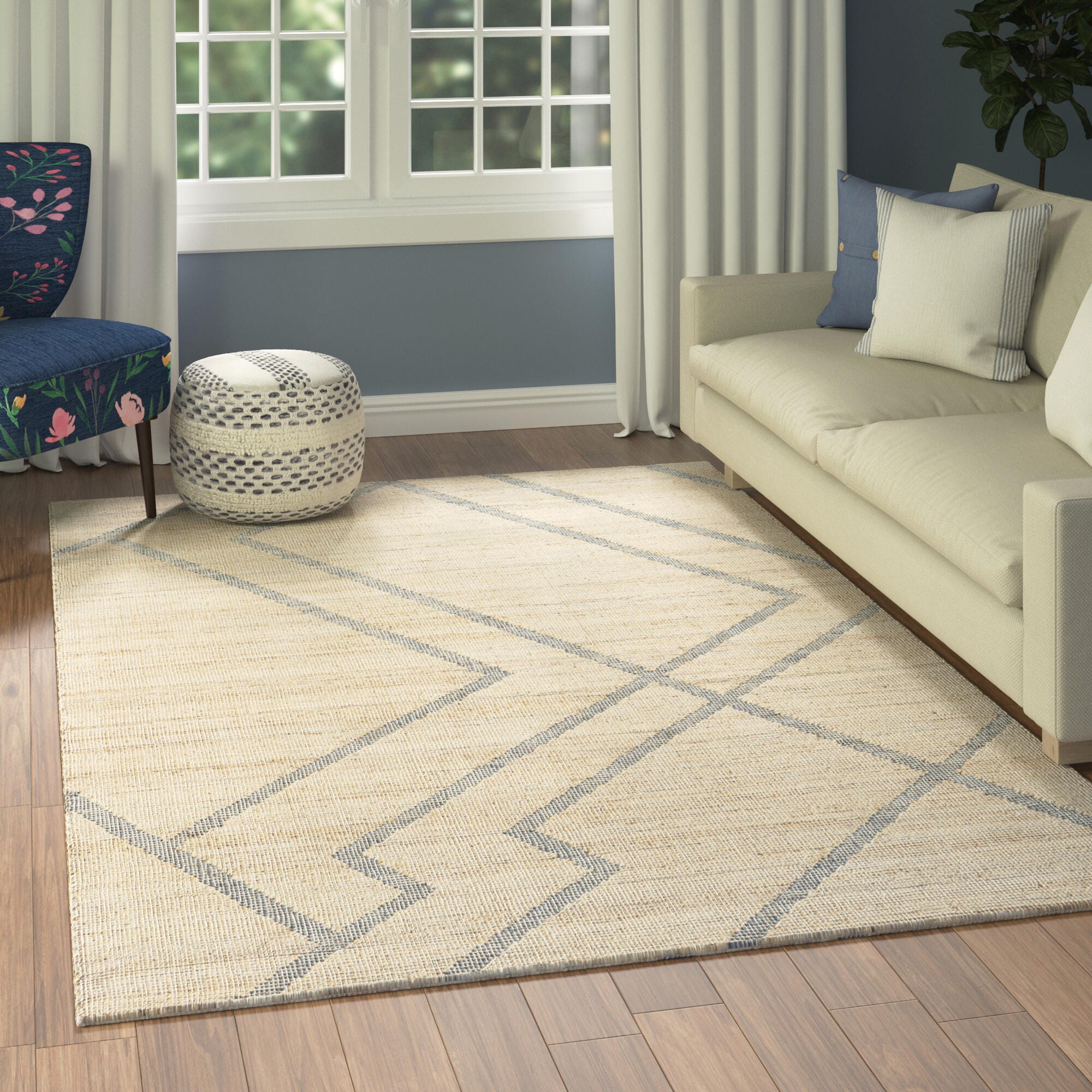 Suvii Home  Mist Abstract 9' x 12' Area Rug, Beige/Blue, rollover