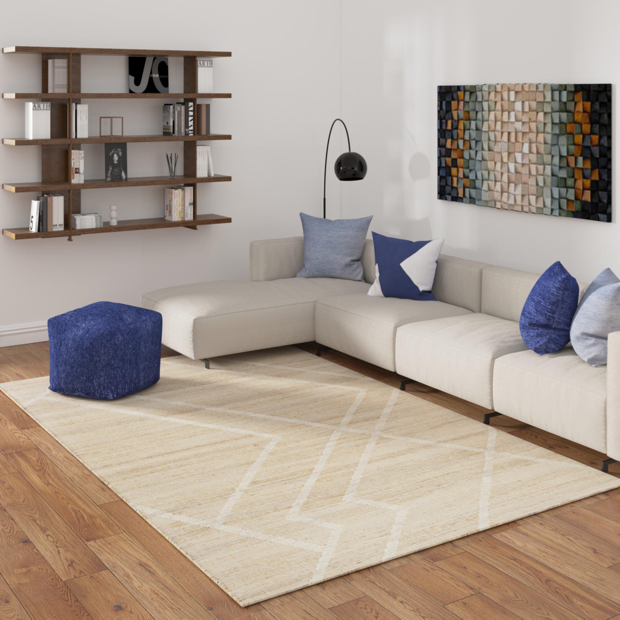 Suvii Home  Mist Abstract 9' x 12' Area Rug, Ivory/Beige, rollover