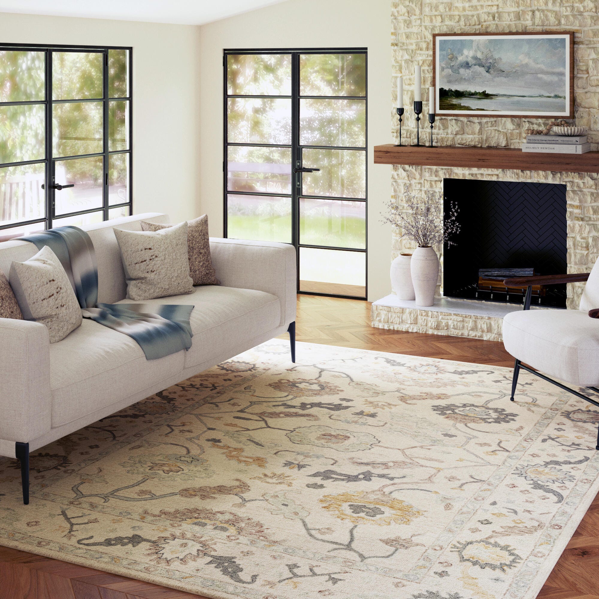 Suvii Home  Mist Bordered 9' x 12' Area Rug, , rollover