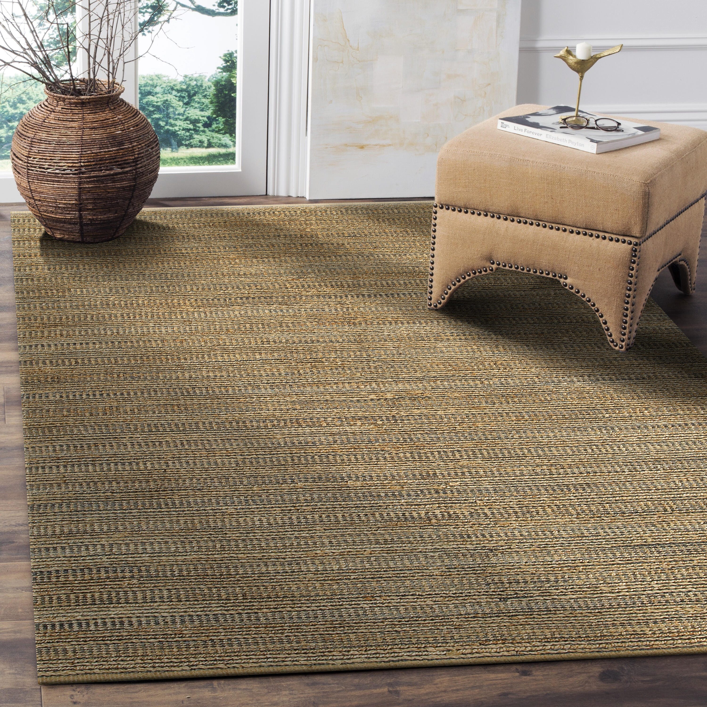 Suvii Home Pure Elements Striped 9' x 12' Area Rug, Brown/Gray, rollover