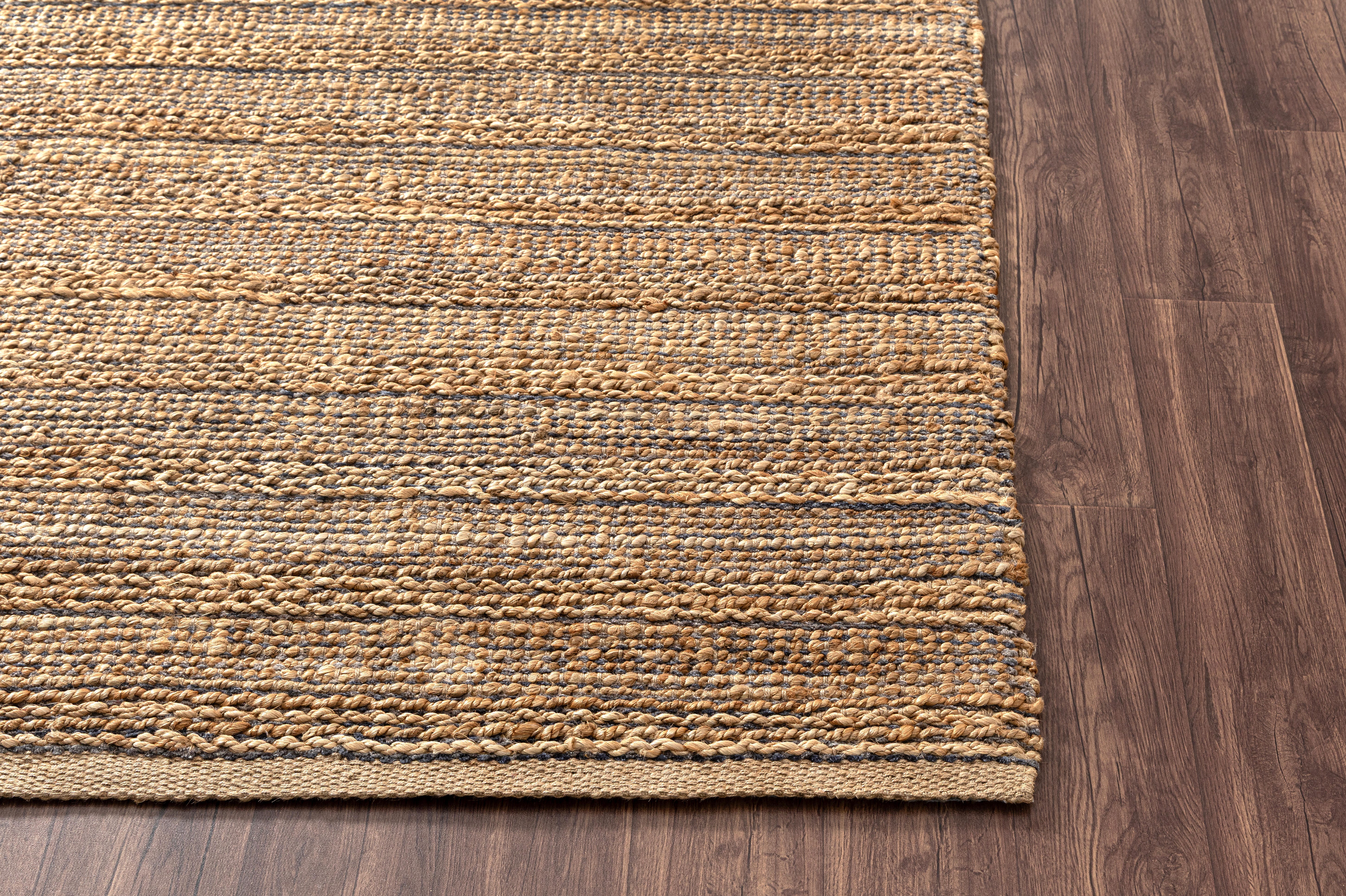 Suvii Home Pure Elements Striped 9' x 12' Area Rug, Brown/Gray, large