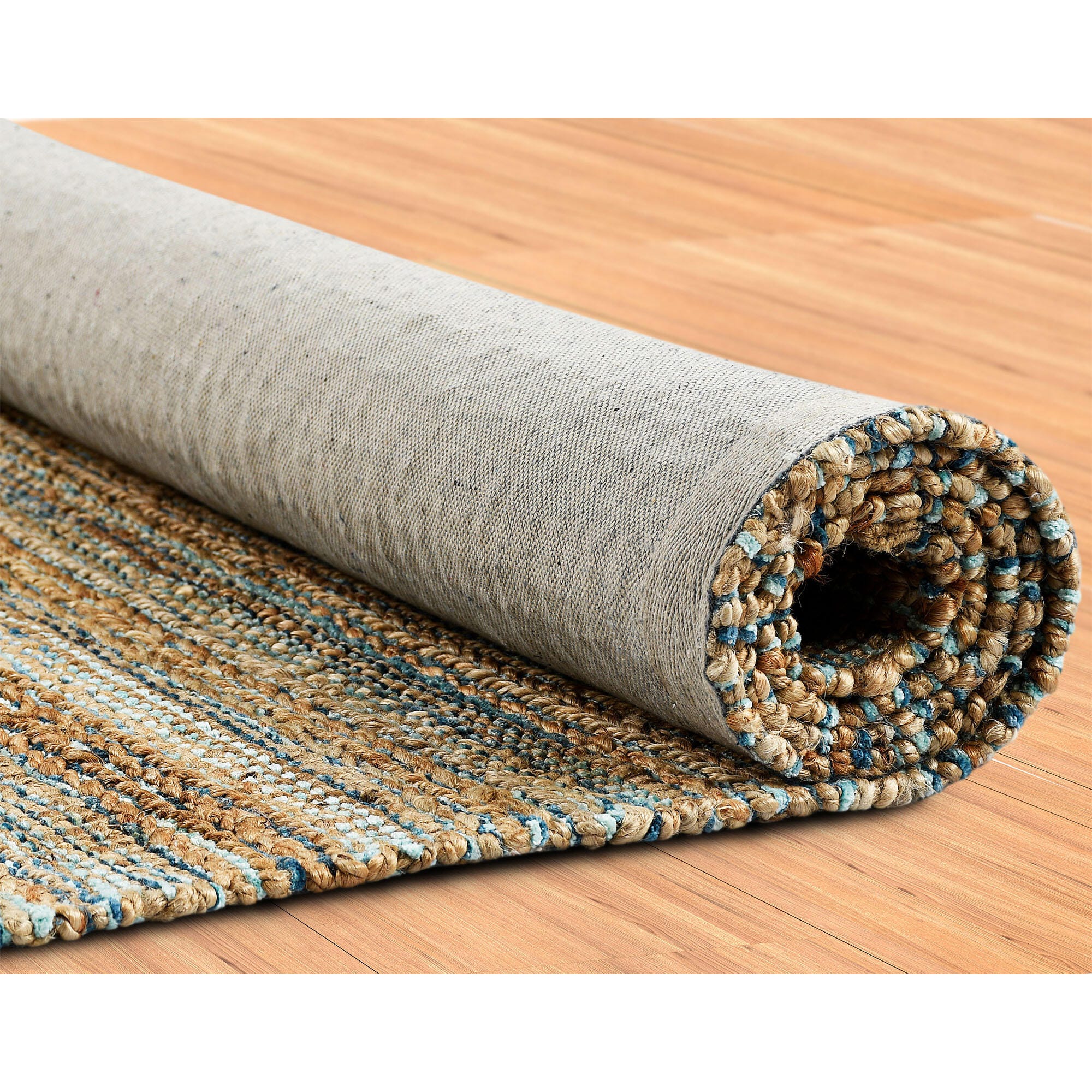 Suvii Home Pure Elements Striped 9' x 12' Area Rug, Brown/Teal Blue, large
