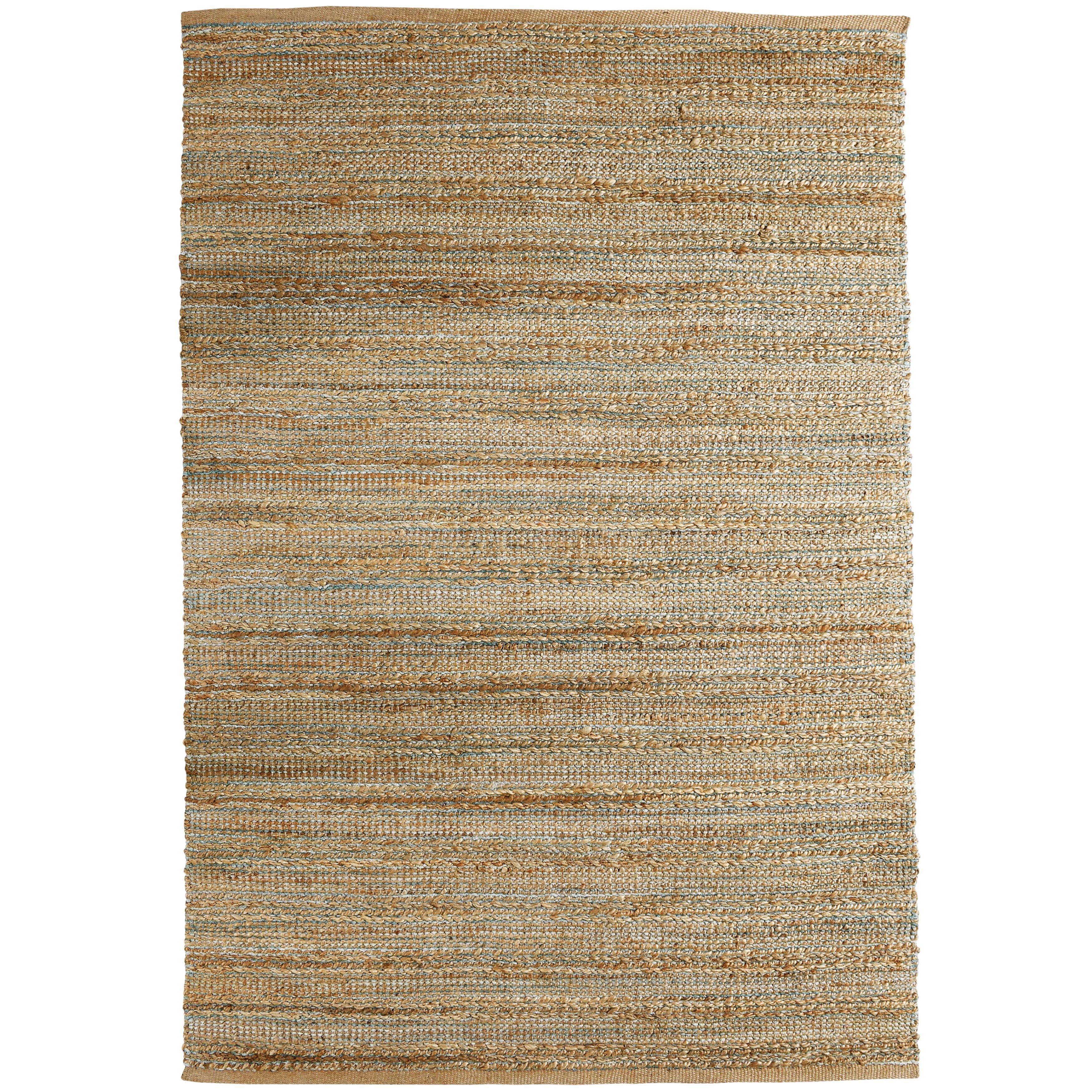 Suvii Home Pure Elements Striped 9' x 12' Area Rug, Brown/Teal Blue, large
