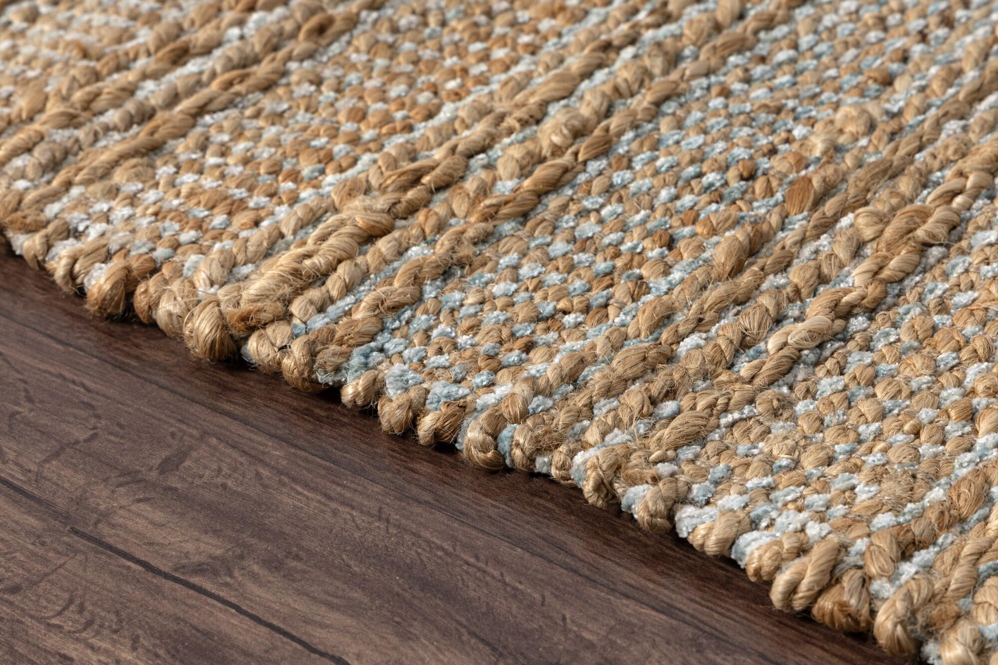 Suvii Home Pure Elements Striped 9' x 12' Area Rug, Brown/Teal Blue, large