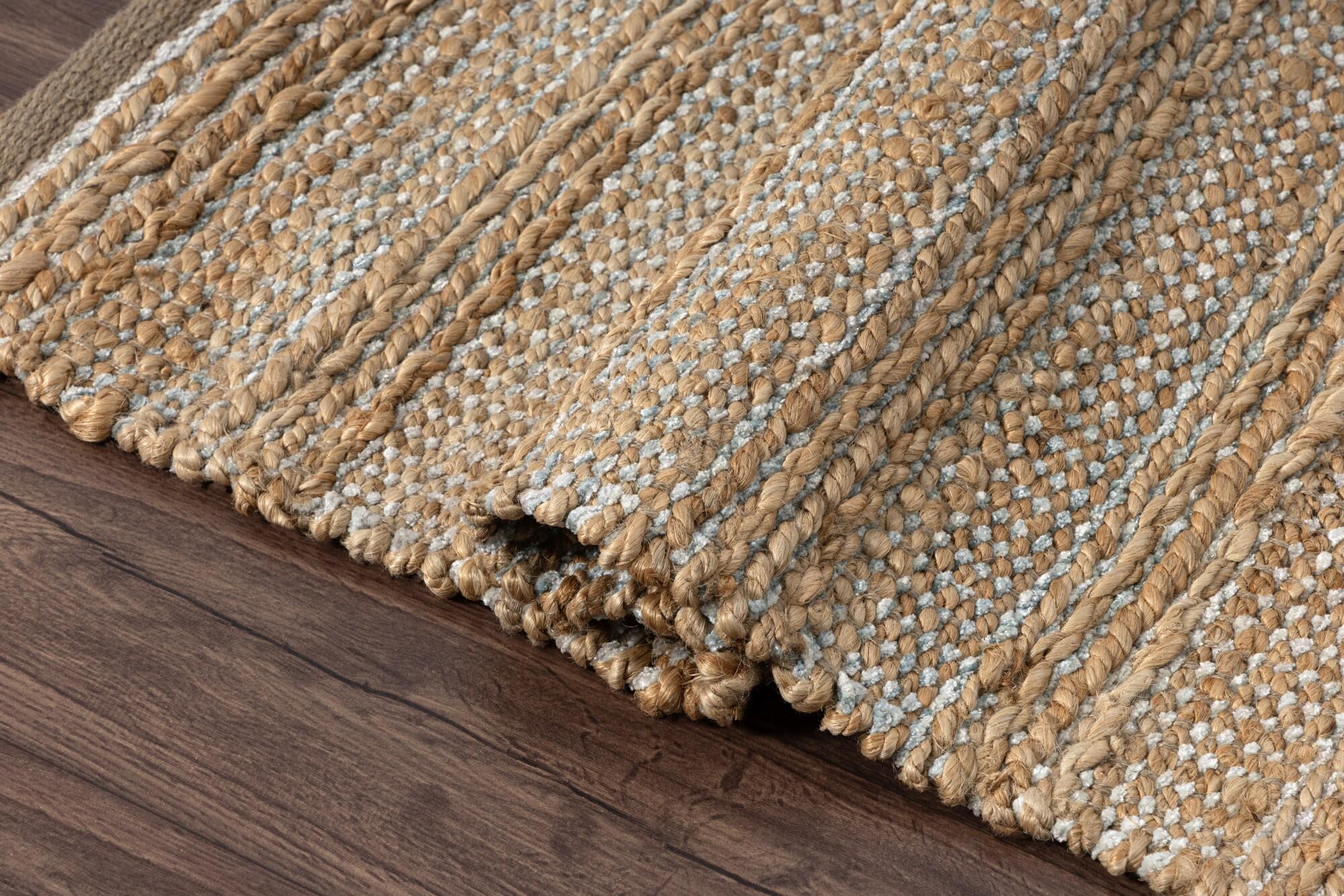 Suvii Home Pure Elements Striped 9' x 12' Area Rug, Brown/Teal Blue, large