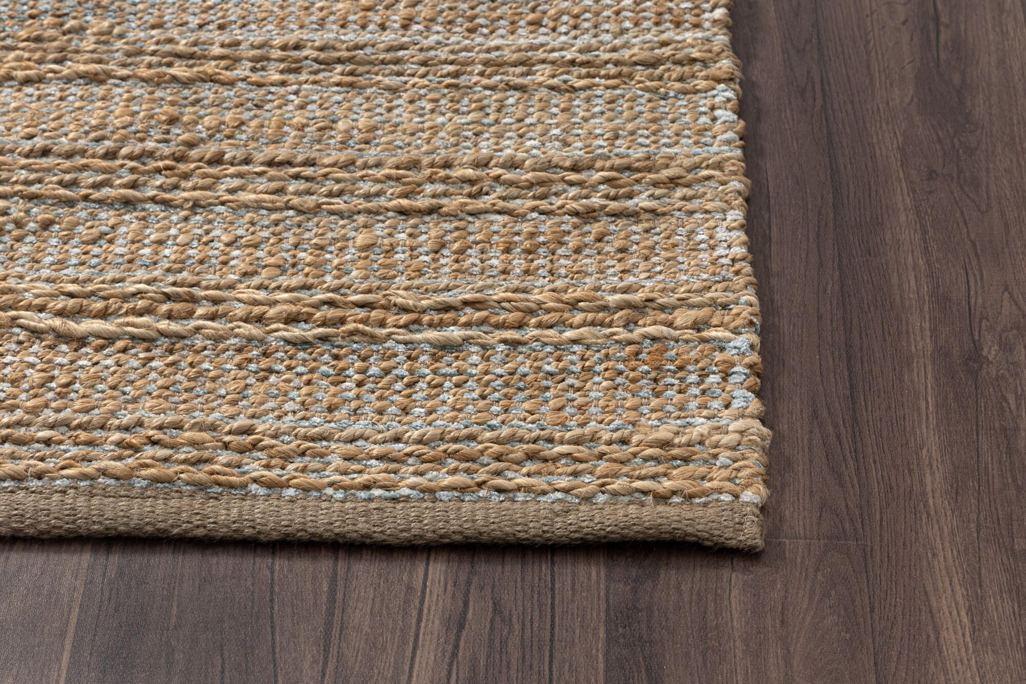 Suvii Home Pure Elements Striped 9' x 12' Area Rug, Brown/Teal Blue, large