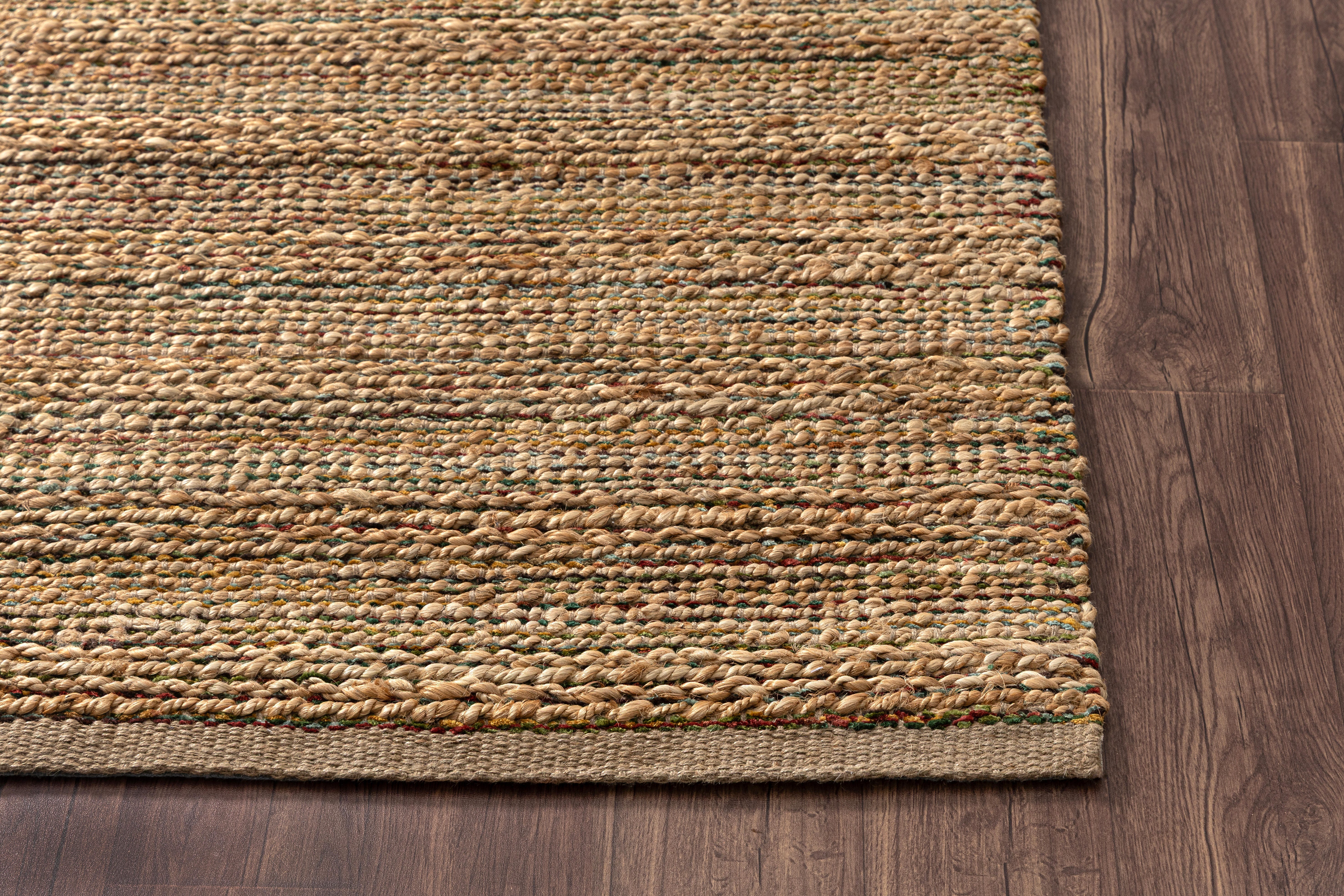 Suvii Home Pure Elements Striped 9' x 12' Area Rug, Brown/Multi, large