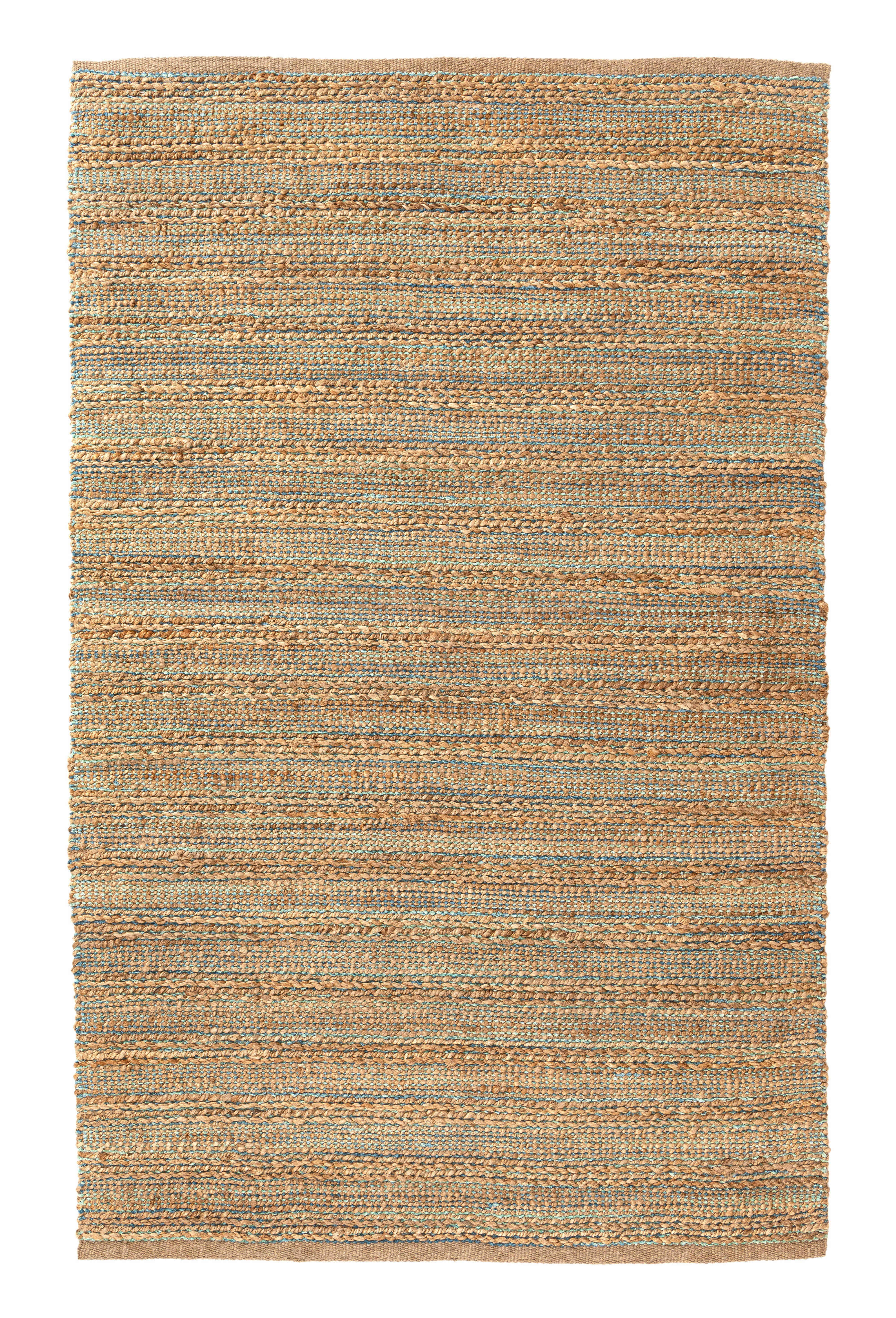 Suvii Home Pure Elements Striped 9' x 12' Area Rug, Blue/Tan, large