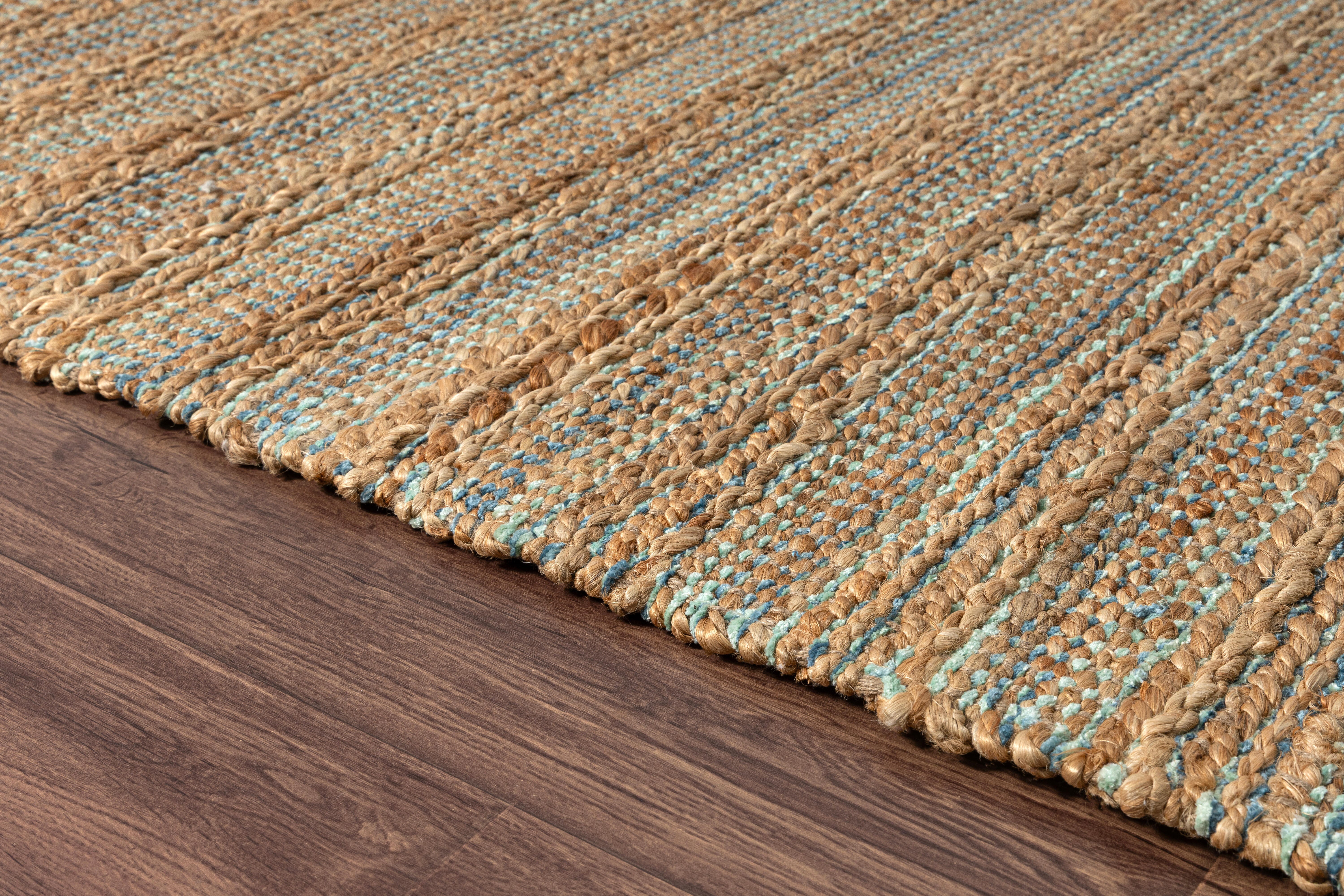Suvii Home Pure Elements Striped 9' x 12' Area Rug, Blue/Tan, large