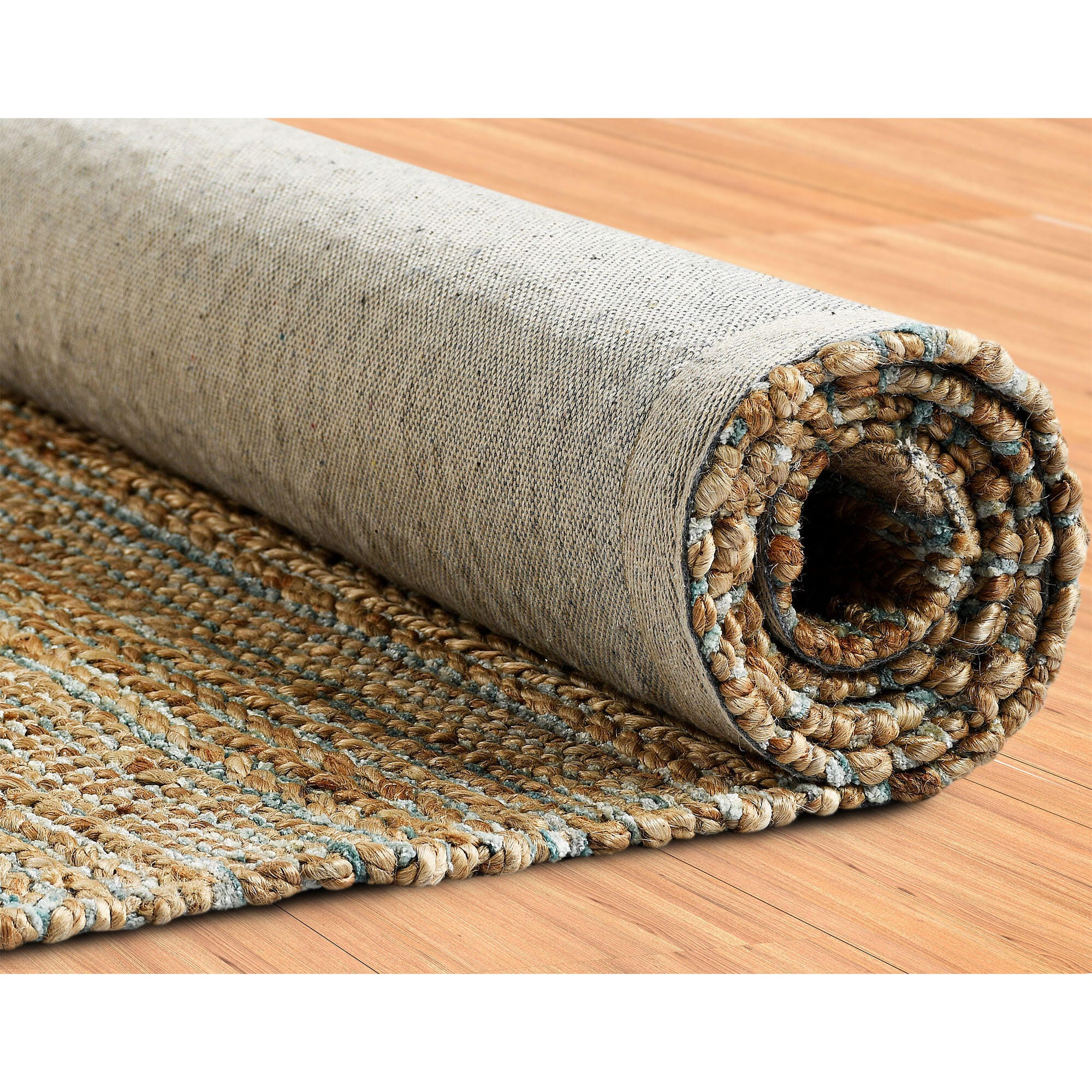 Suvii Home Pure Elements Striped 9' x 12' Area Rug, Blue/Tan, large