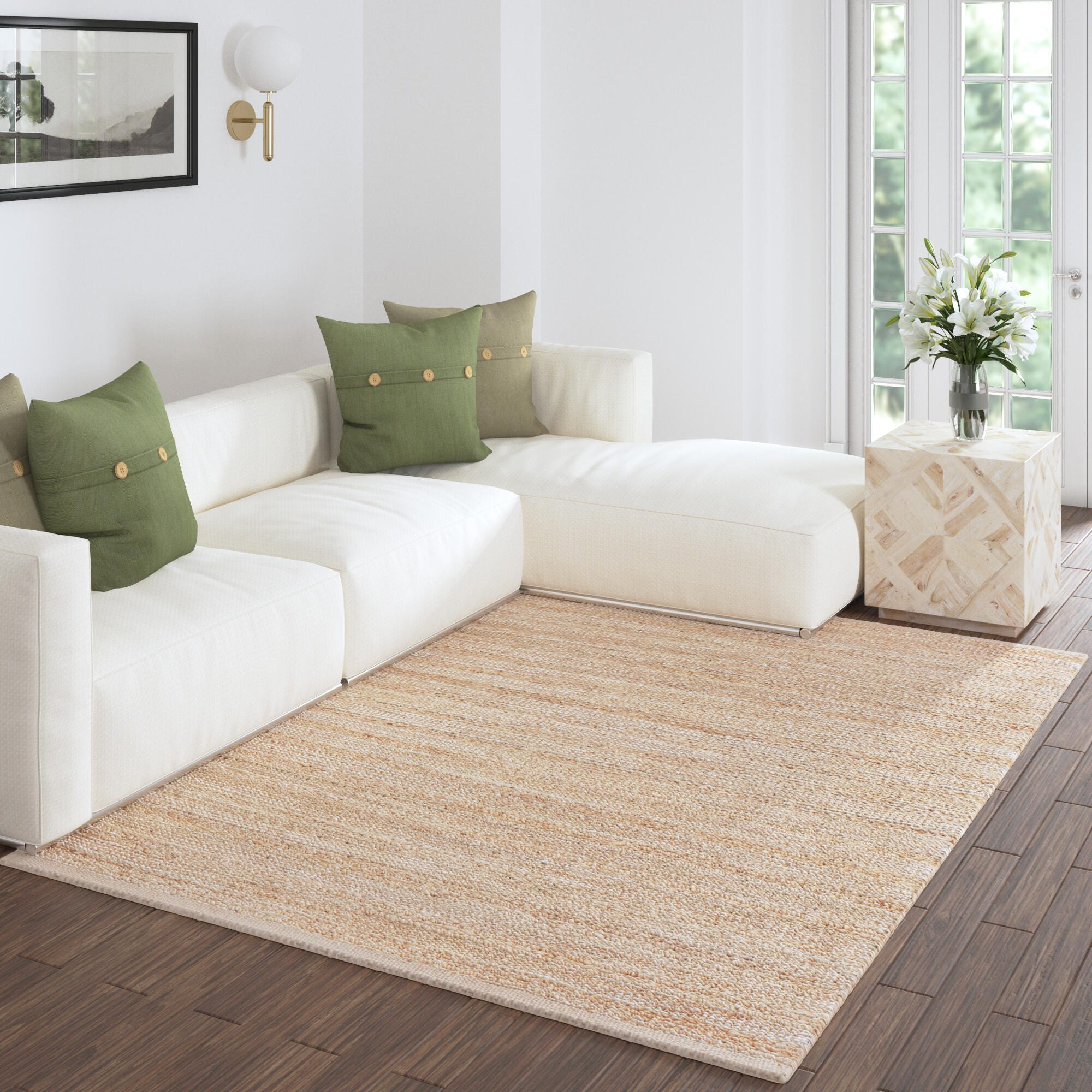 Suvii Home Pure Elements Striped 9' x 12' Area Rug, Beige/Brown, rollover