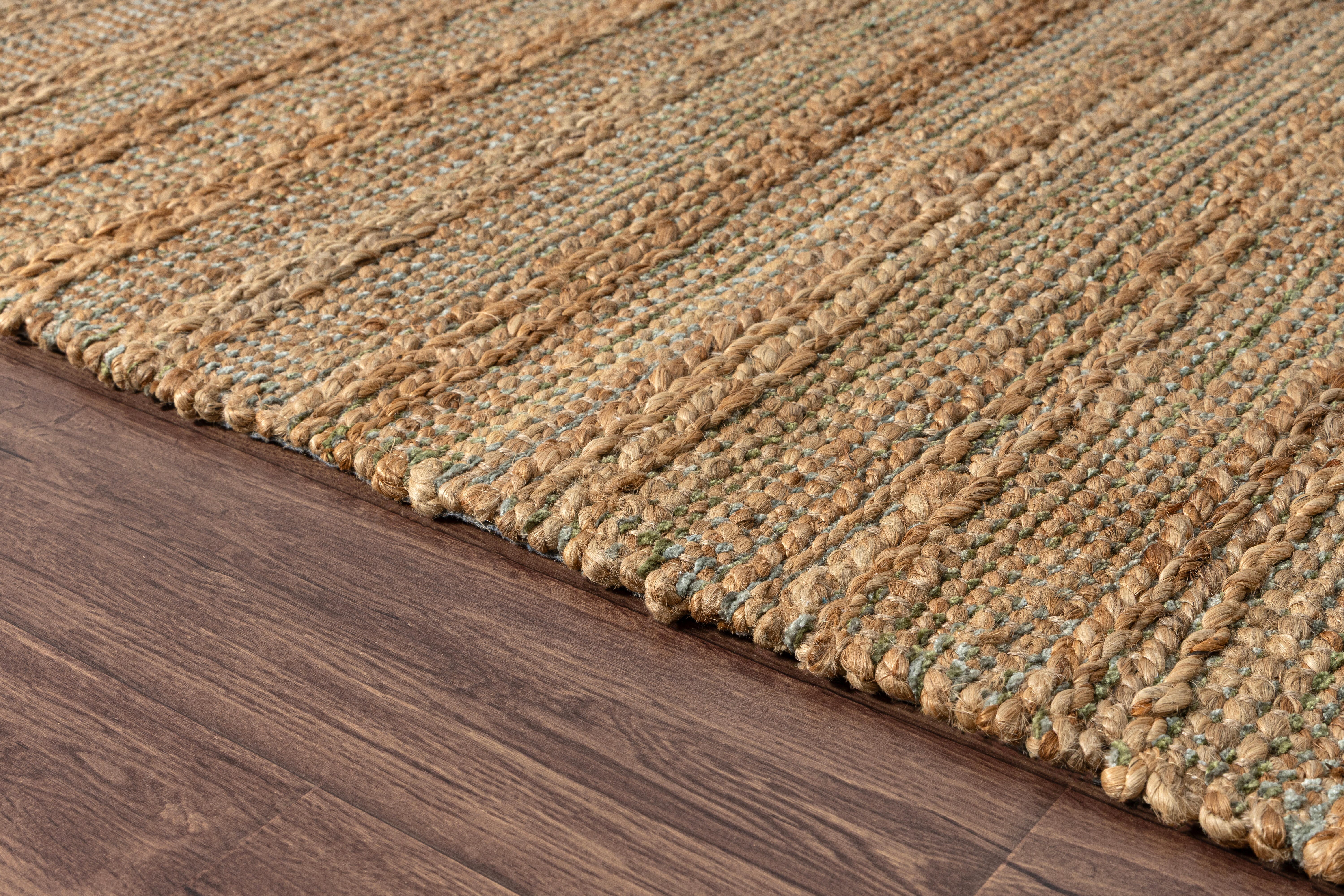 Suvii Home Pure Elements Striped 9' x 12' Area Rug, Green/Brown, large