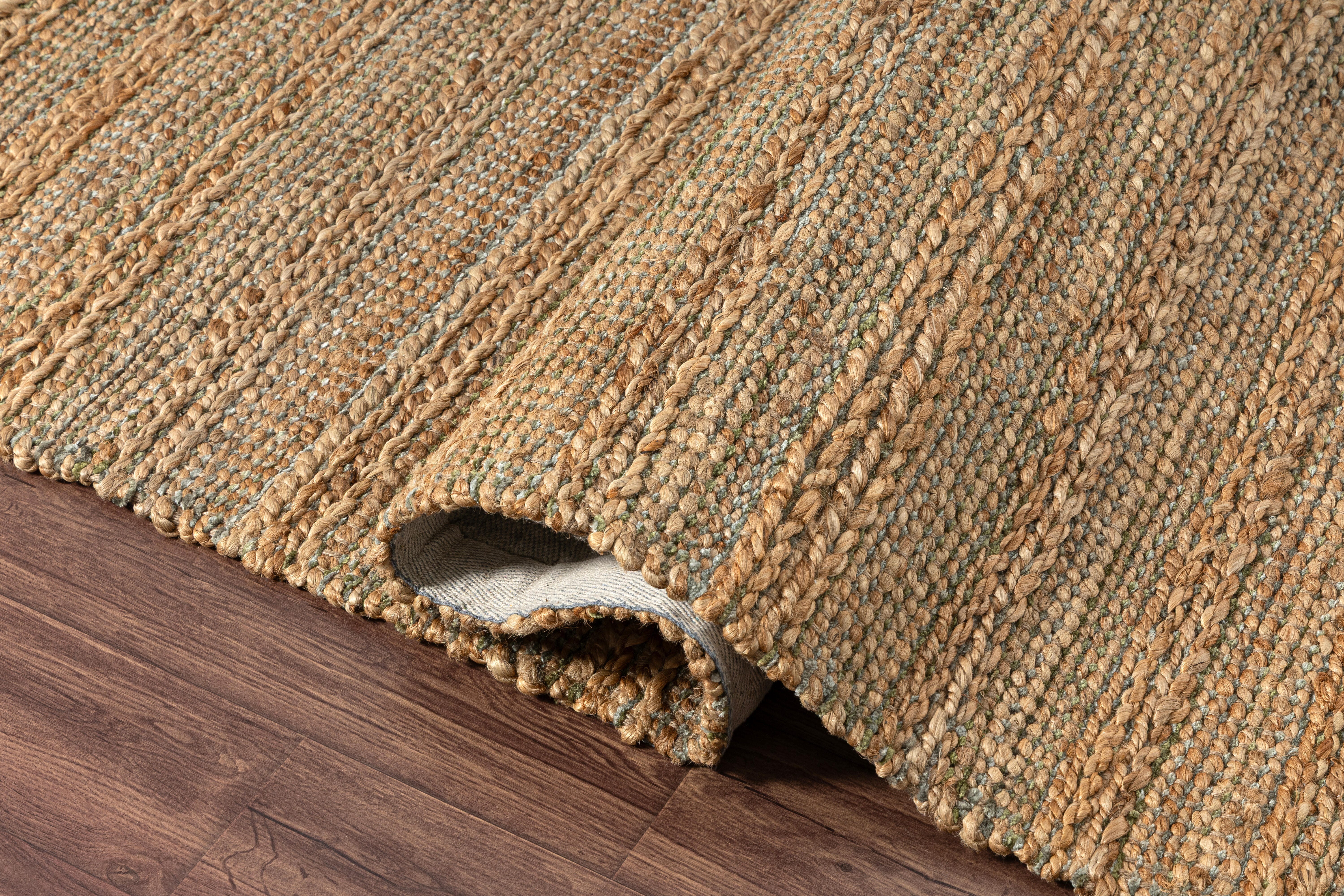 Suvii Home Pure Elements Striped 9' x 12' Area Rug, Green/Brown, large