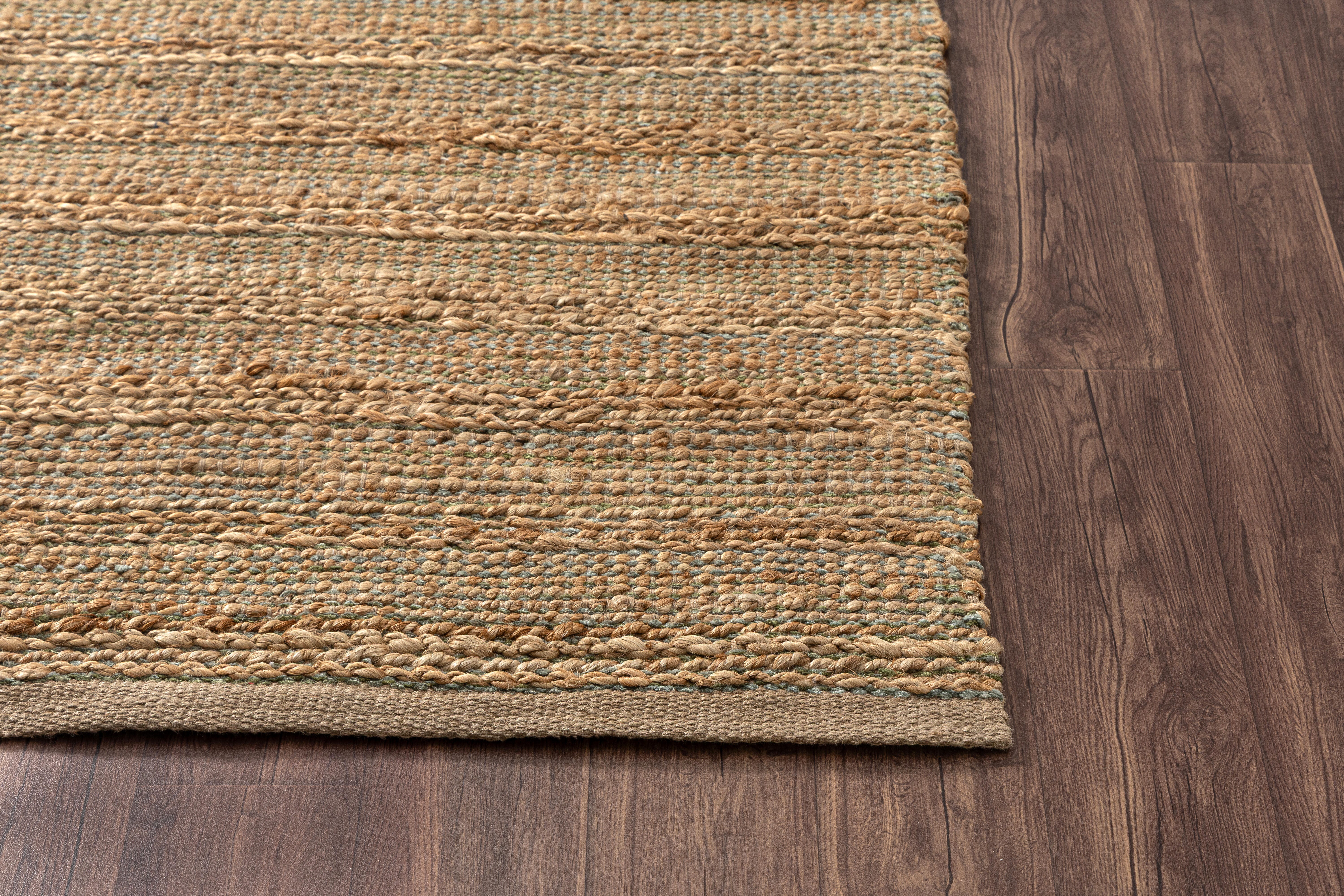 Suvii Home Pure Elements Striped 9' x 12' Area Rug, Green/Brown, large