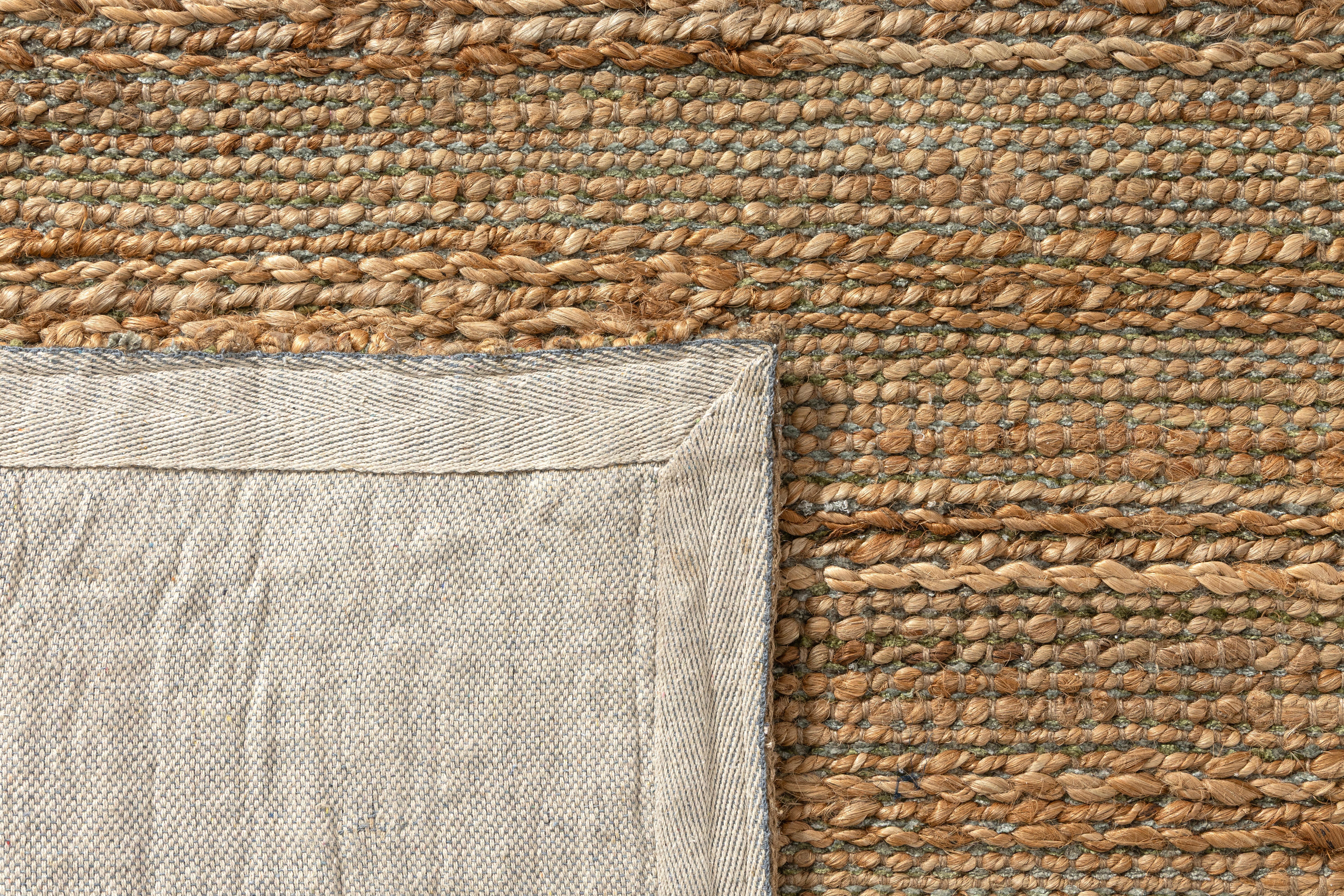 Suvii Home Pure Elements Striped 9' x 12' Area Rug, Green/Brown, large
