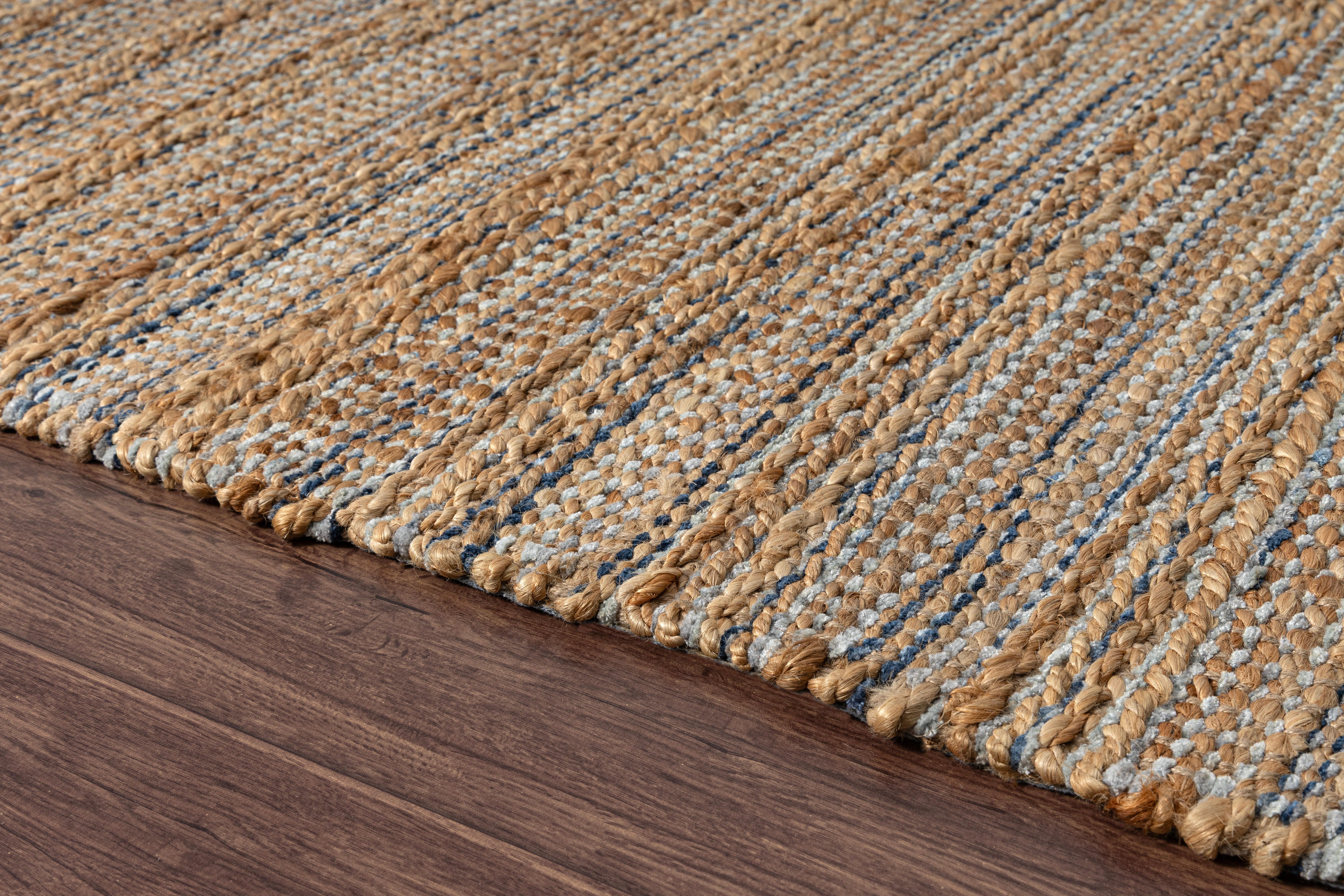 Suvii Home Pure Elements Striped 9' x 12' Area Rug, Brown/Dark Blue, large