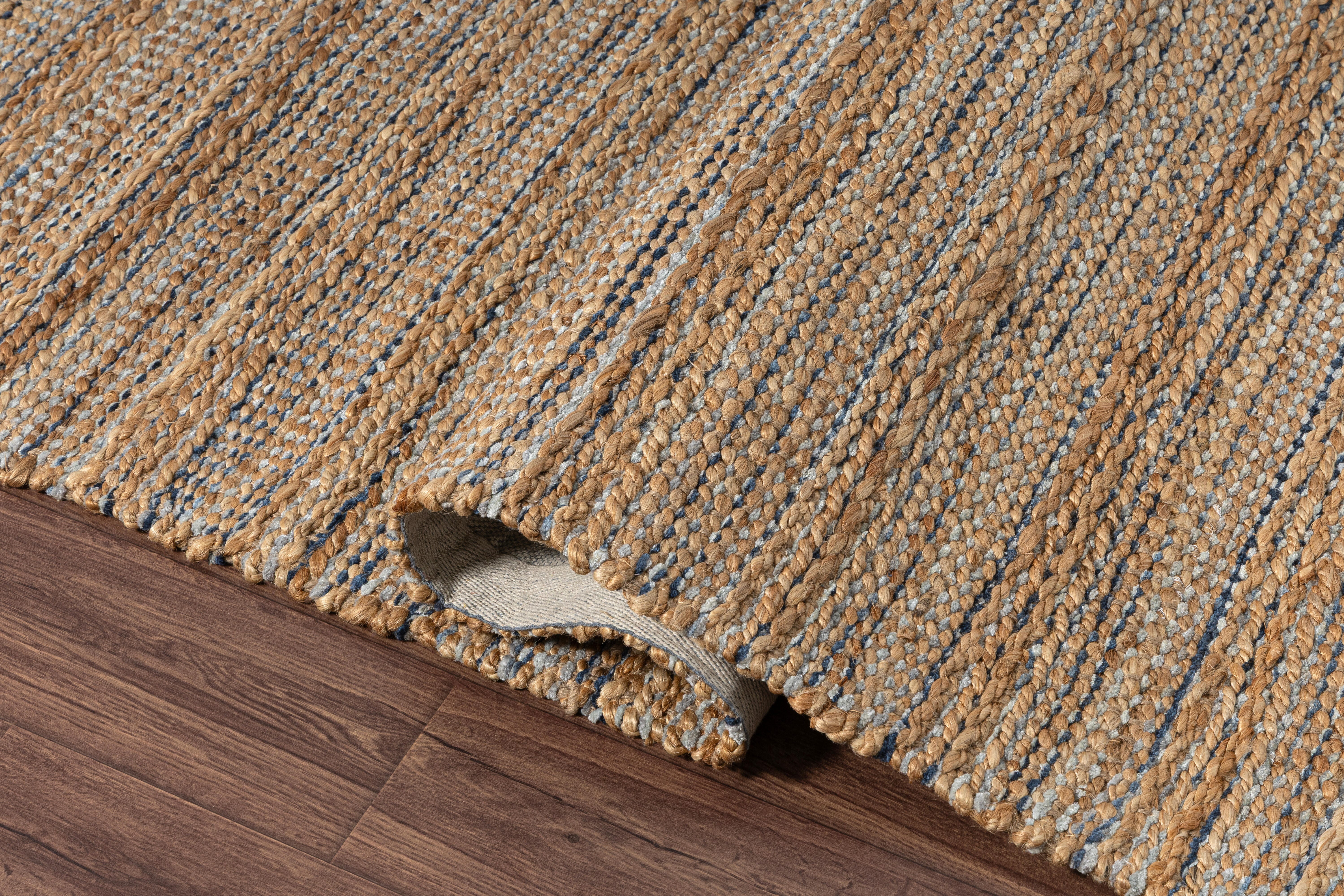 Suvii Home Pure Elements Striped 9' x 12' Area Rug, Brown/Dark Blue, large
