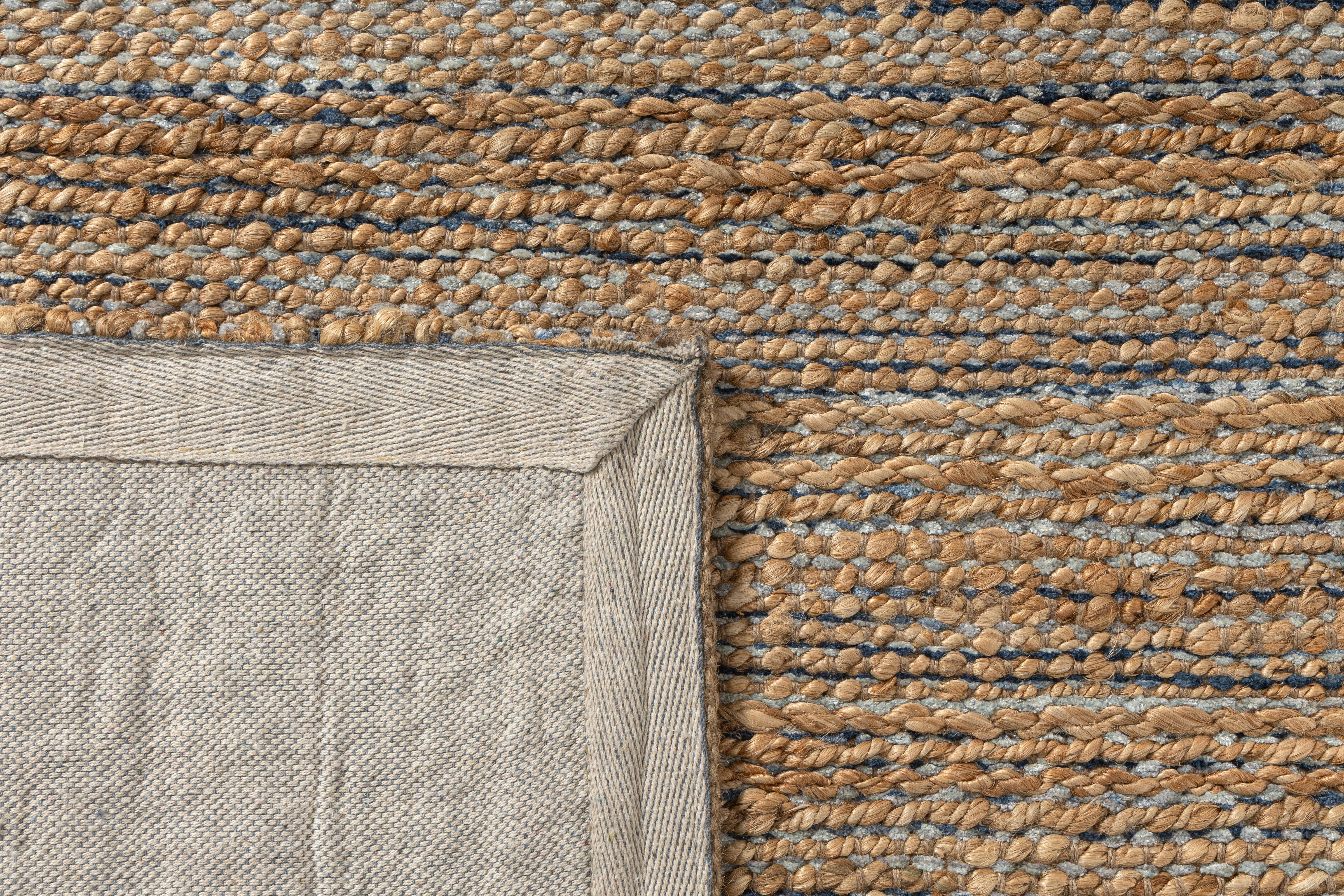 Suvii Home Pure Elements Striped 9' x 12' Area Rug, Brown/Dark Blue, large