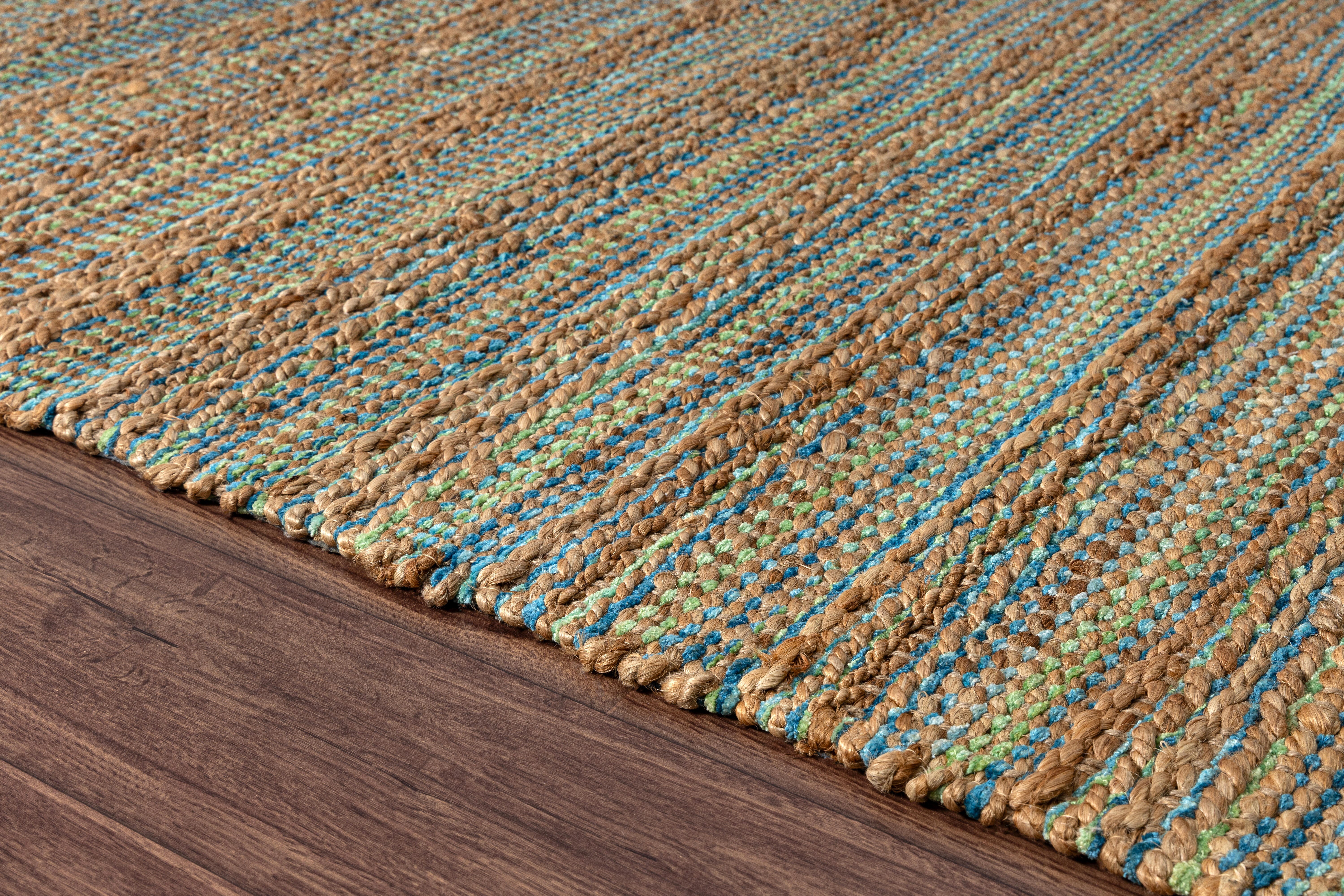 Suvii Home Pure Elements Striped 9' x 12' Area Rug, Brown/Blue, large