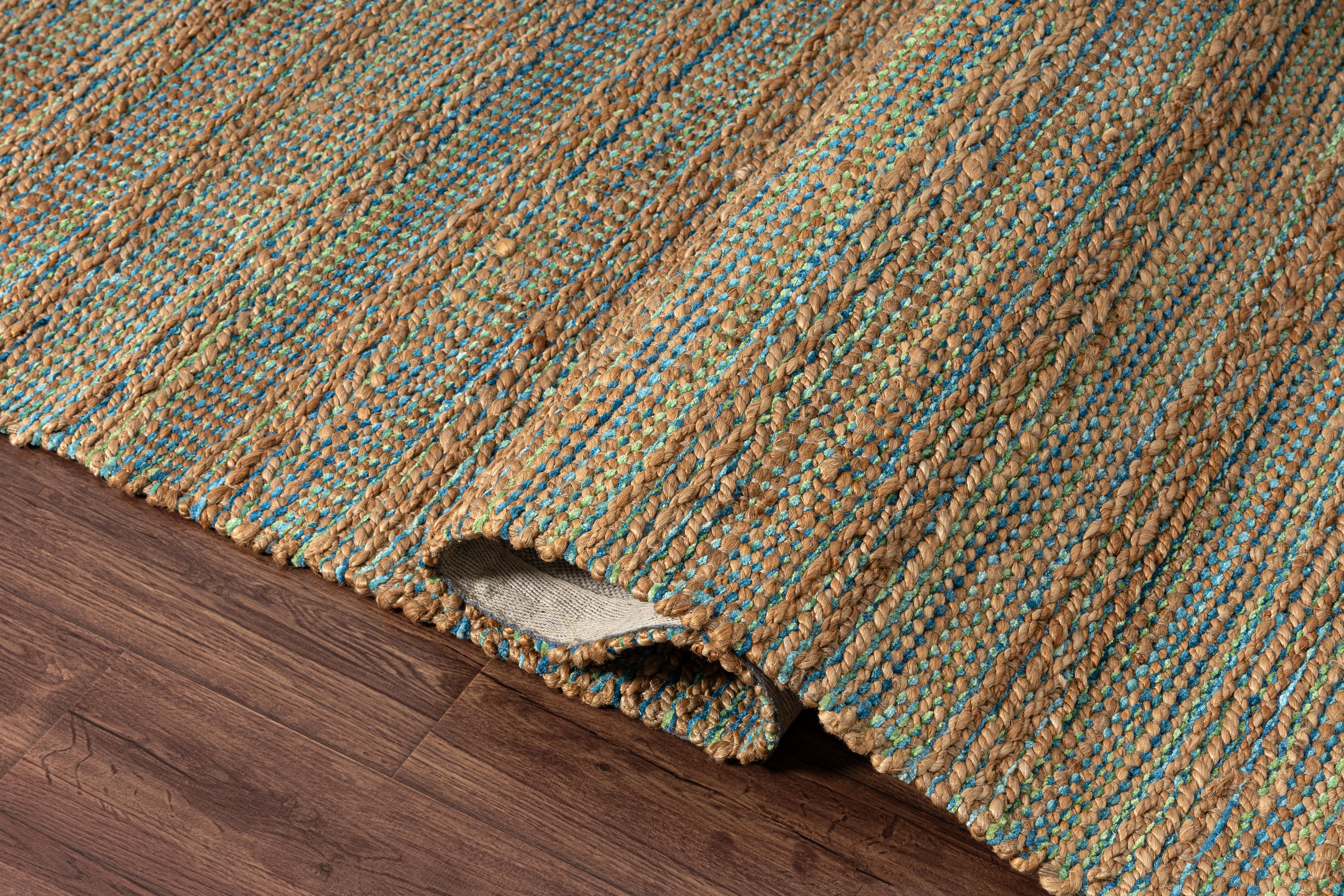 Suvii Home Pure Elements Striped 9' x 12' Area Rug, Brown/Blue, large