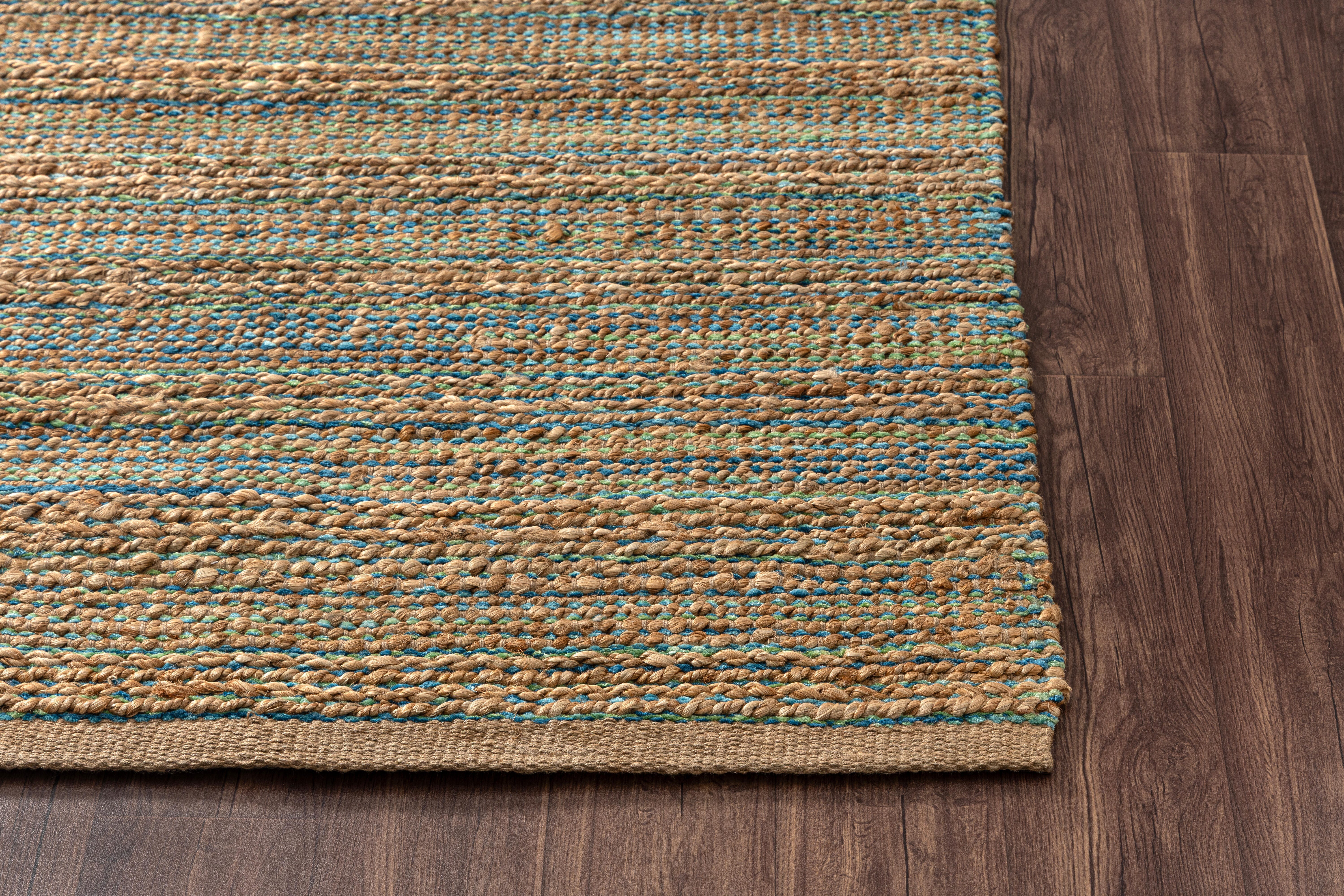 Suvii Home Pure Elements Striped 9' x 12' Area Rug, Brown/Blue, large