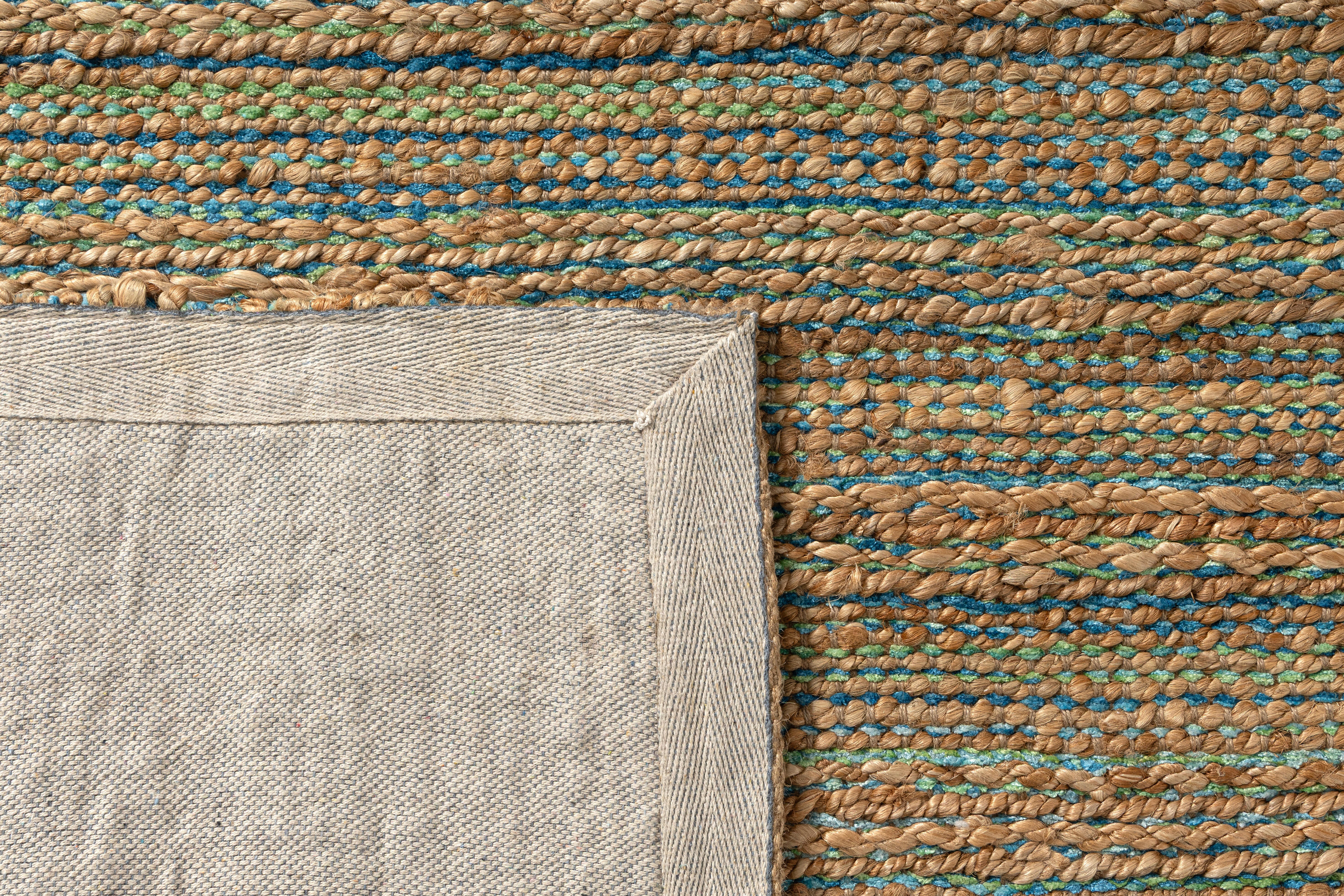 Suvii Home Pure Elements Striped 9' x 12' Area Rug, Brown/Blue, large